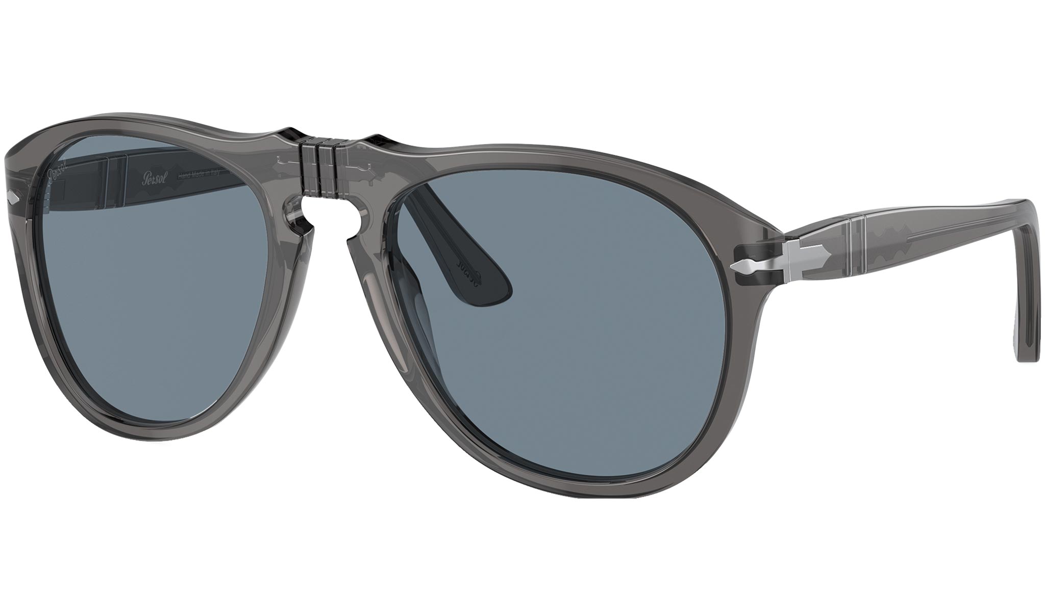 Persol Sunglasses PO0649 Transparent Grey 119656 Blue Lens - eye