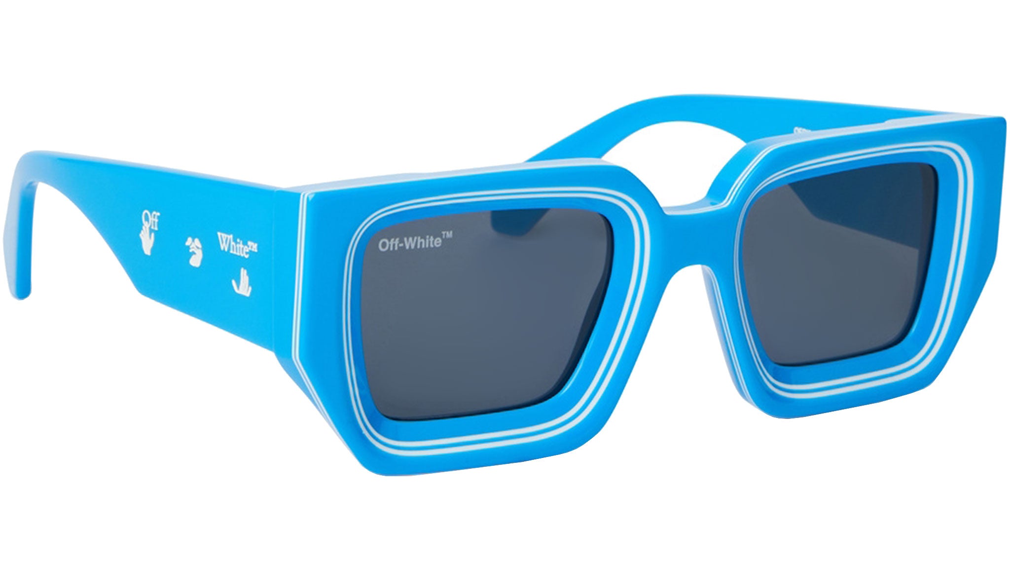 NEW OFF-WHITE SUNGLASSES, UNISEX BLUE SQUARE EYEWEAR OFF-WHITE OFF White Virgil Unisex Blue Square Sunglasses main image 2