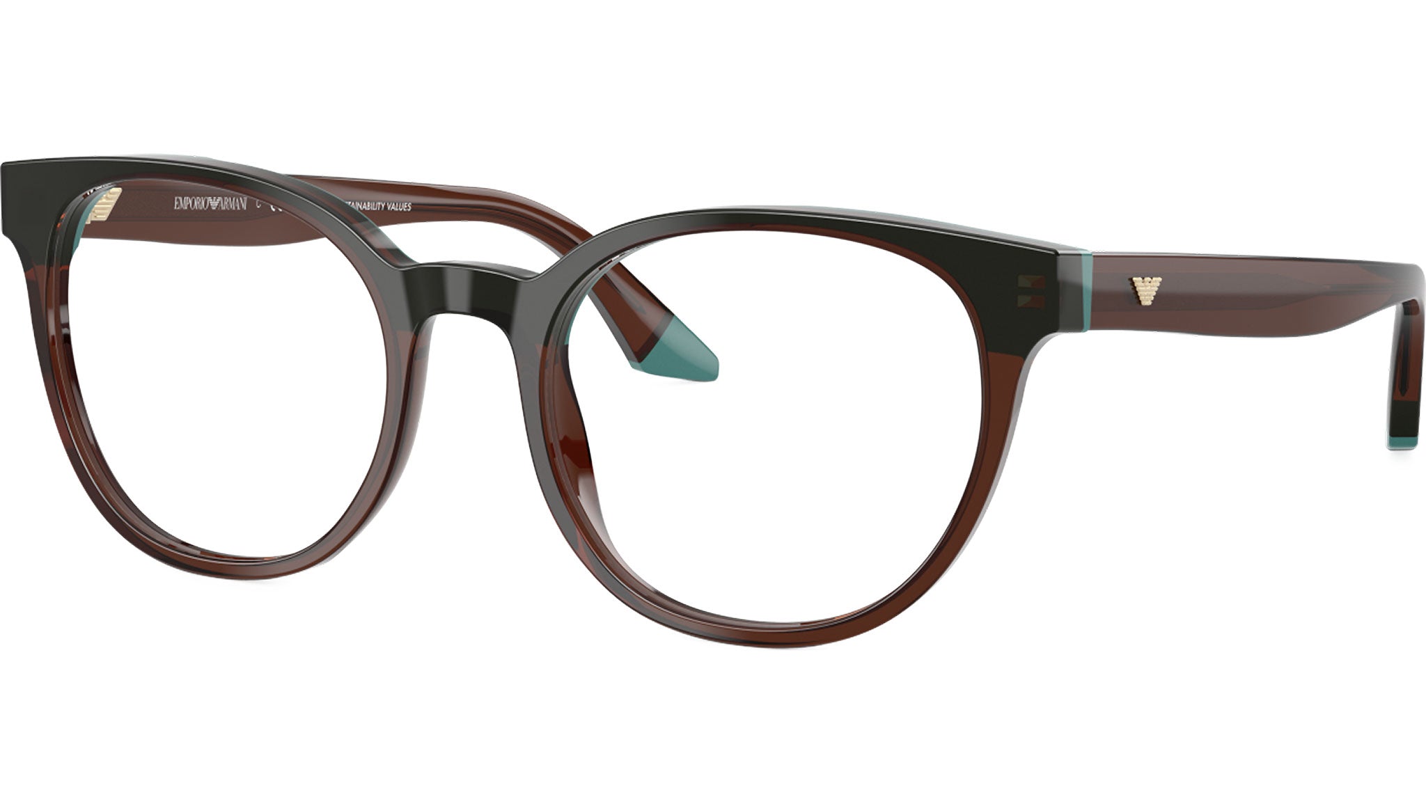 Emporio Armani EA3274 Glasses 6318 Transparent Brown / Teal - eye