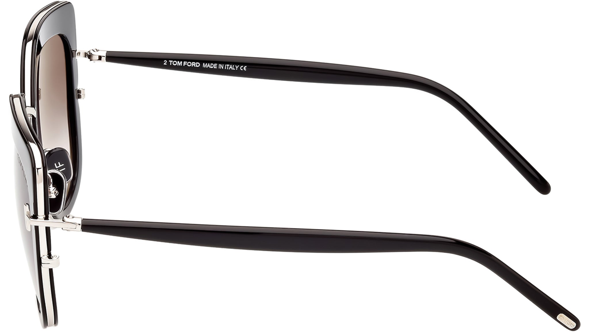 NEW TOM FORD TF945 01B SQUARE BLACK SUNGLASSES TOM FORD VIRGINIA FT0945 Tom Ford Virginia Sunglasses FT0945 05B Shiny Black / Silver  main image 2
