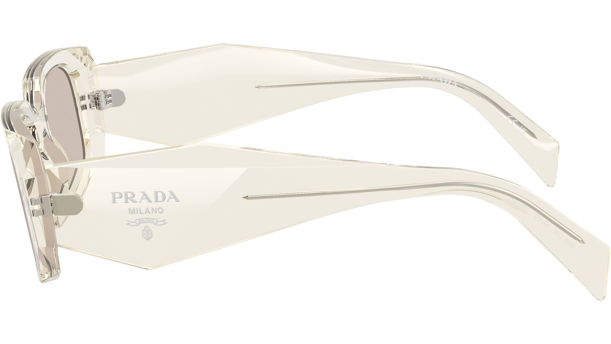NEW Prada PR17WS 19X30N Transparent Champagne Mirror Rectangle Sunglasses PR 17WS Prada Sunglasses 19X30N Transparent Champagne - eye  main image 2