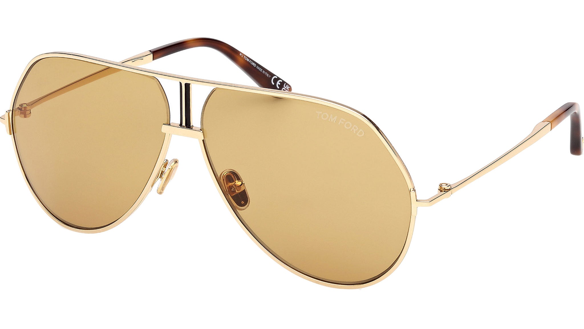 Tom Ford Warren-02 Gold Aviator Sunglasses Made in Italy Tom Ford Eliott-02 Sunglasses FT1307 30E Shiny Deep Gold  main image 4