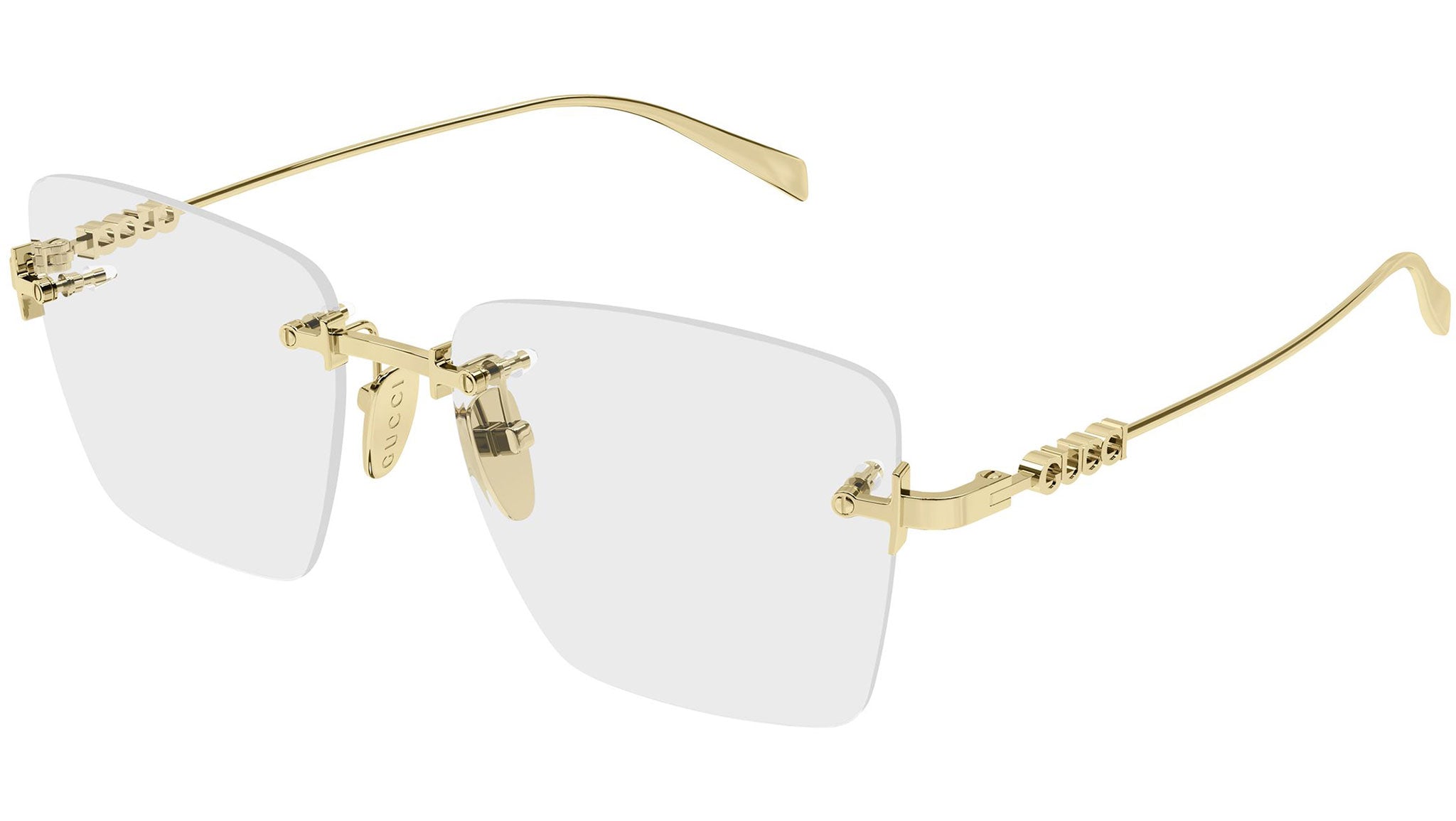 Gucci GG1938O 001 Gold Rectangular Eyeglasses - eye-oo.com