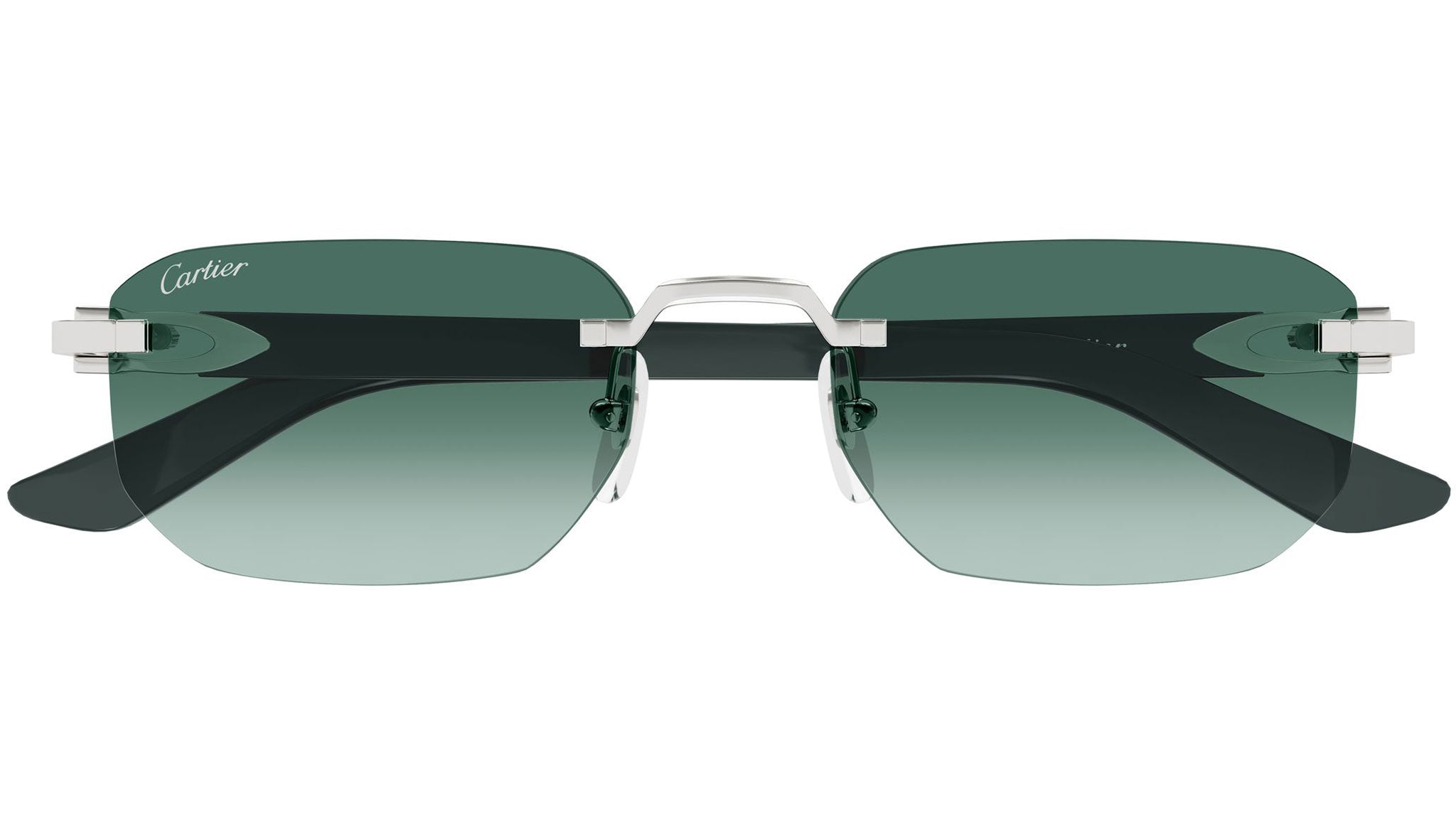 Cartier CT0622S Sunglasses 003 Shiny Silver Green - eye-oo.com