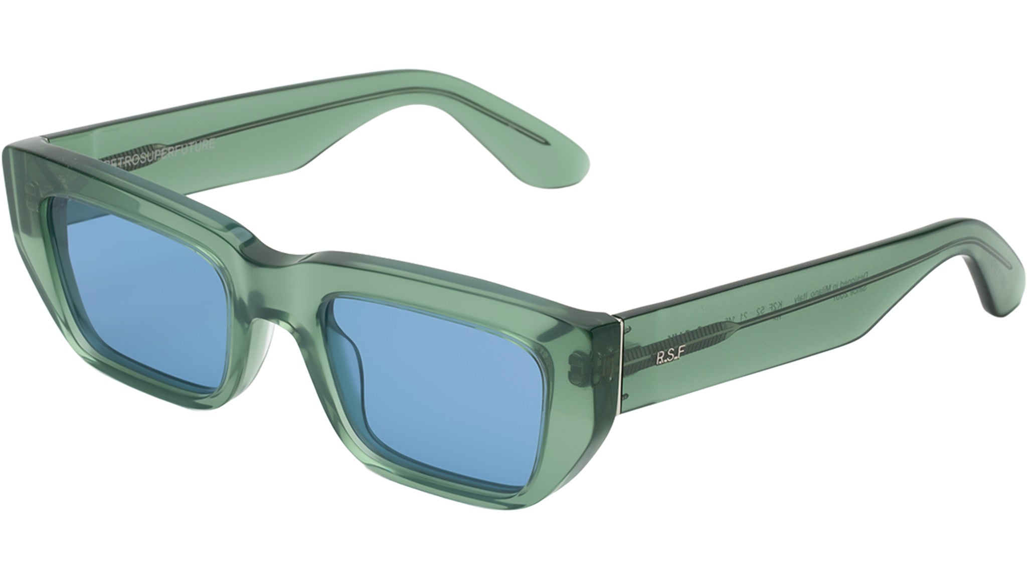 RetroSuperFuture Rimless Sunglasses with Green Mirrored Lenses Rose Gold Retro-Vintage Square Rimless Tinted Sunglasses  main image 3