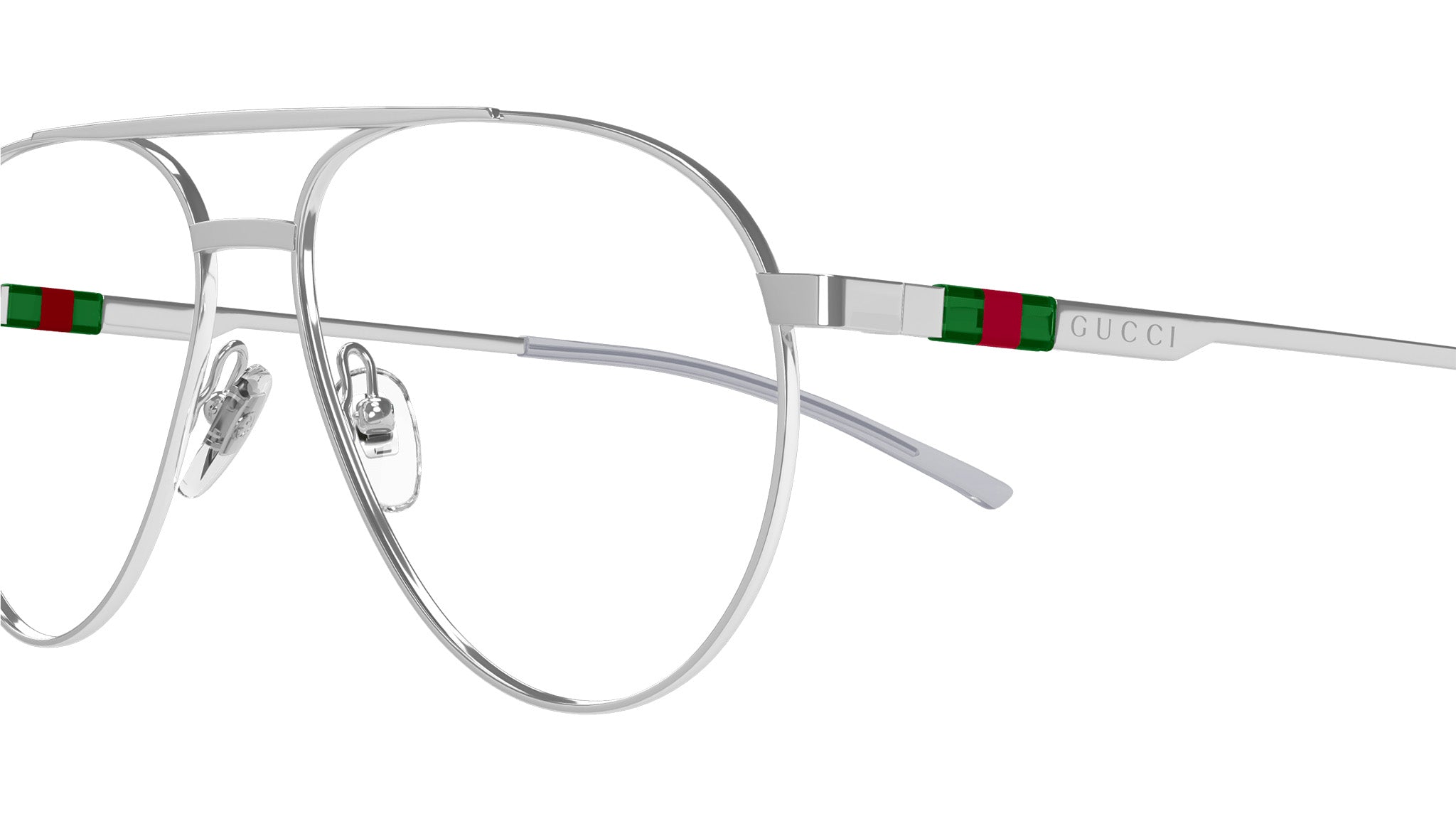 Gucci Metallic Silver Eyewear GUCCI Square Clear Lens Silver Frame 56-17-145MM Women main image 2