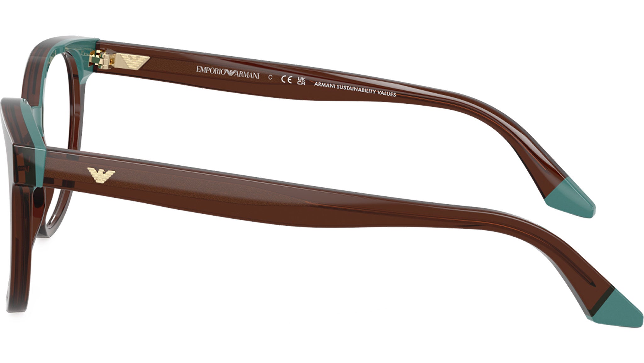 Emporio Armani EA3274 Glasses 6318 Transparent Brown / Teal - eye
