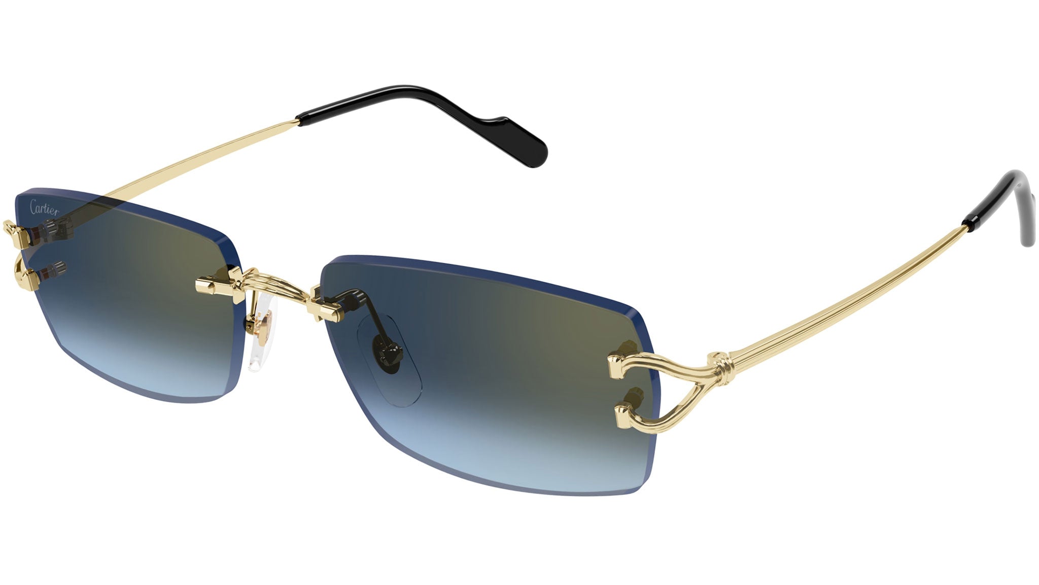 Cartier CT0550S 002 Sunglasses Shiny Gold Blue - eye-oo.com