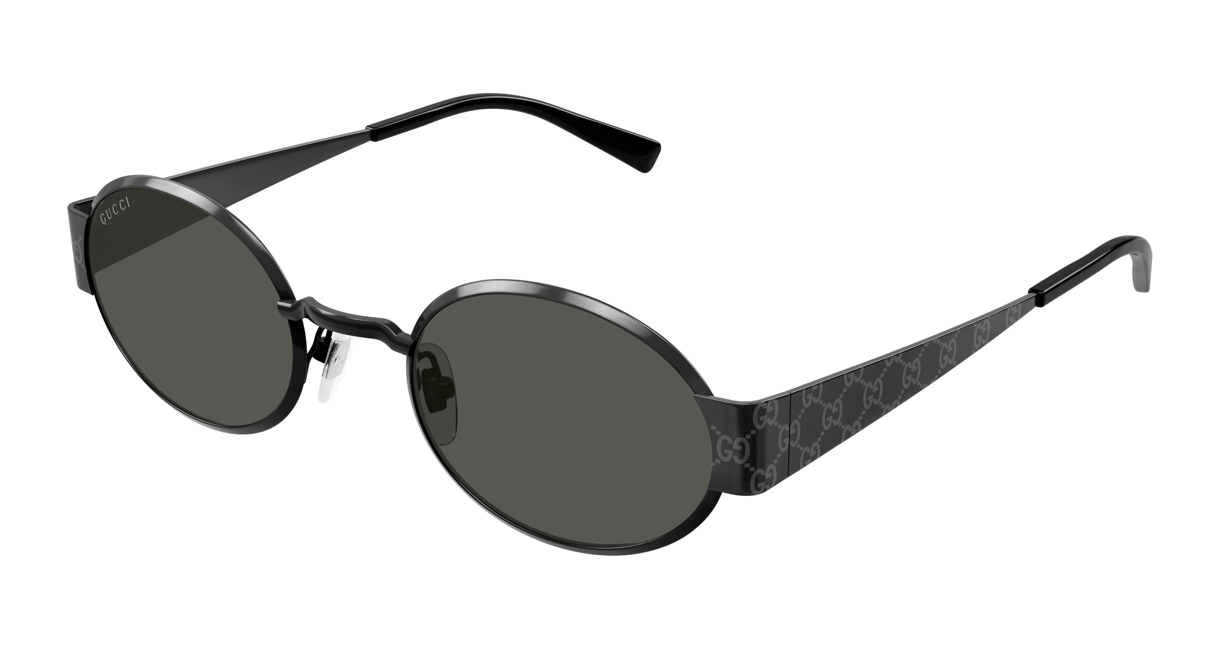 Gucci GG1854S 001 Ruthenium Grey Round Sunglasses - eye-oo.com