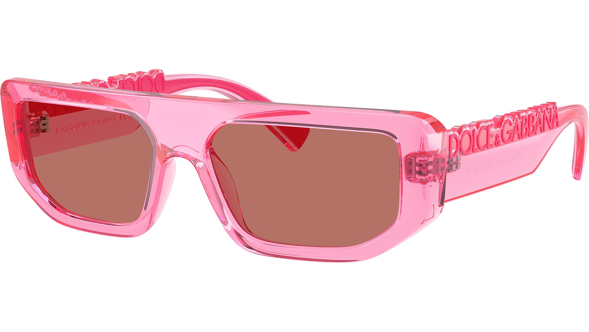 Dolce & Gabbana DG6203 314875 Sunglasses Shiny Pink Rectangle Frame,Brown Lenses Dolce & Gabbana DG 6203 Sunglasses 314875 Transparent Pink  main image 4