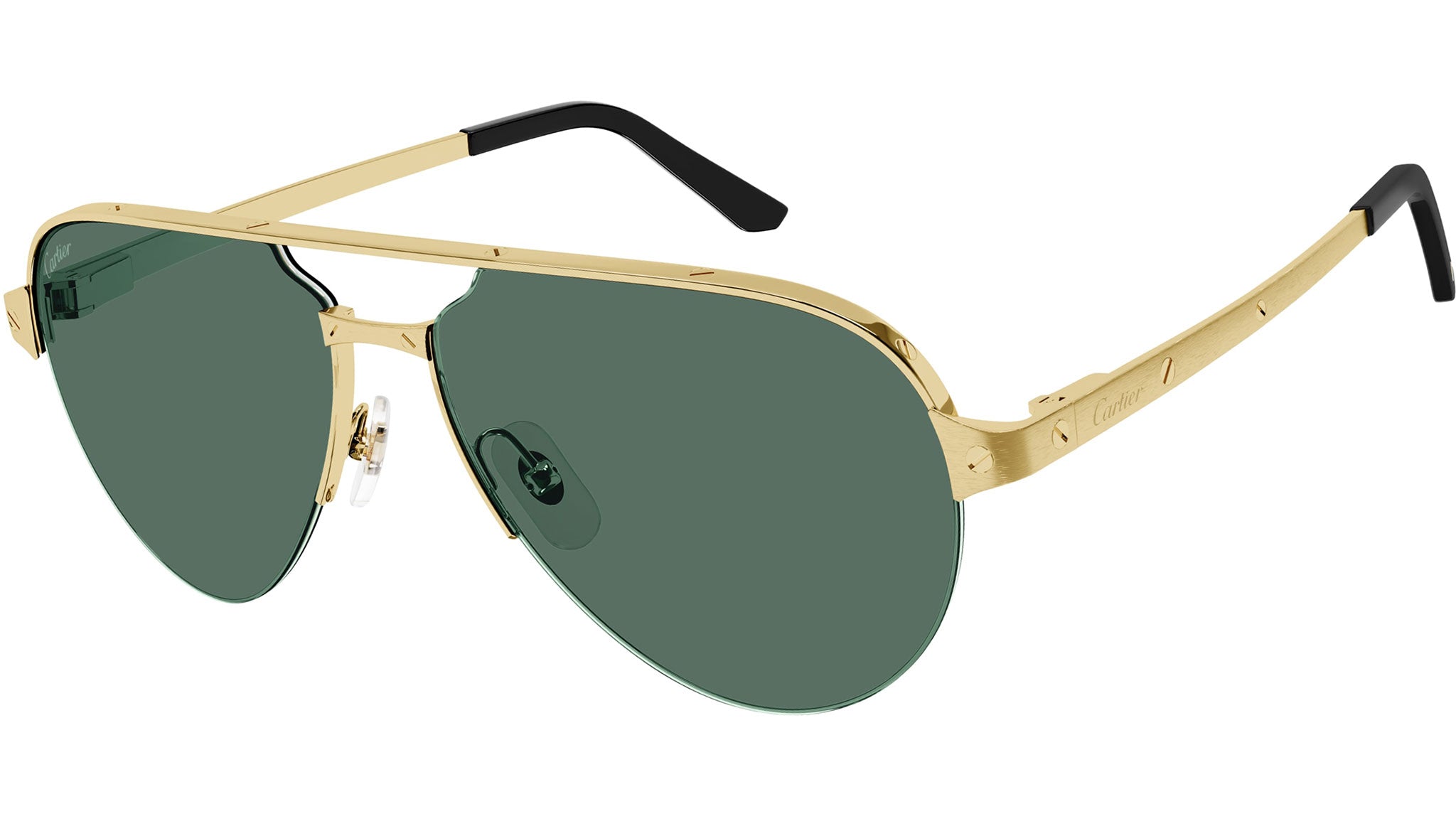 Cartier Santos CT0386S Sunglasses 002 Gold Green - eye-oo.com