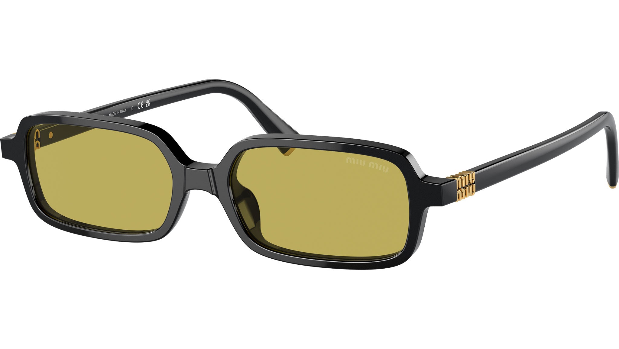 miu miu イエロー Vネック タンクトップ Miu Miu 0MU 11ZS Sunglasses 16K07O Black - eye-oo.com