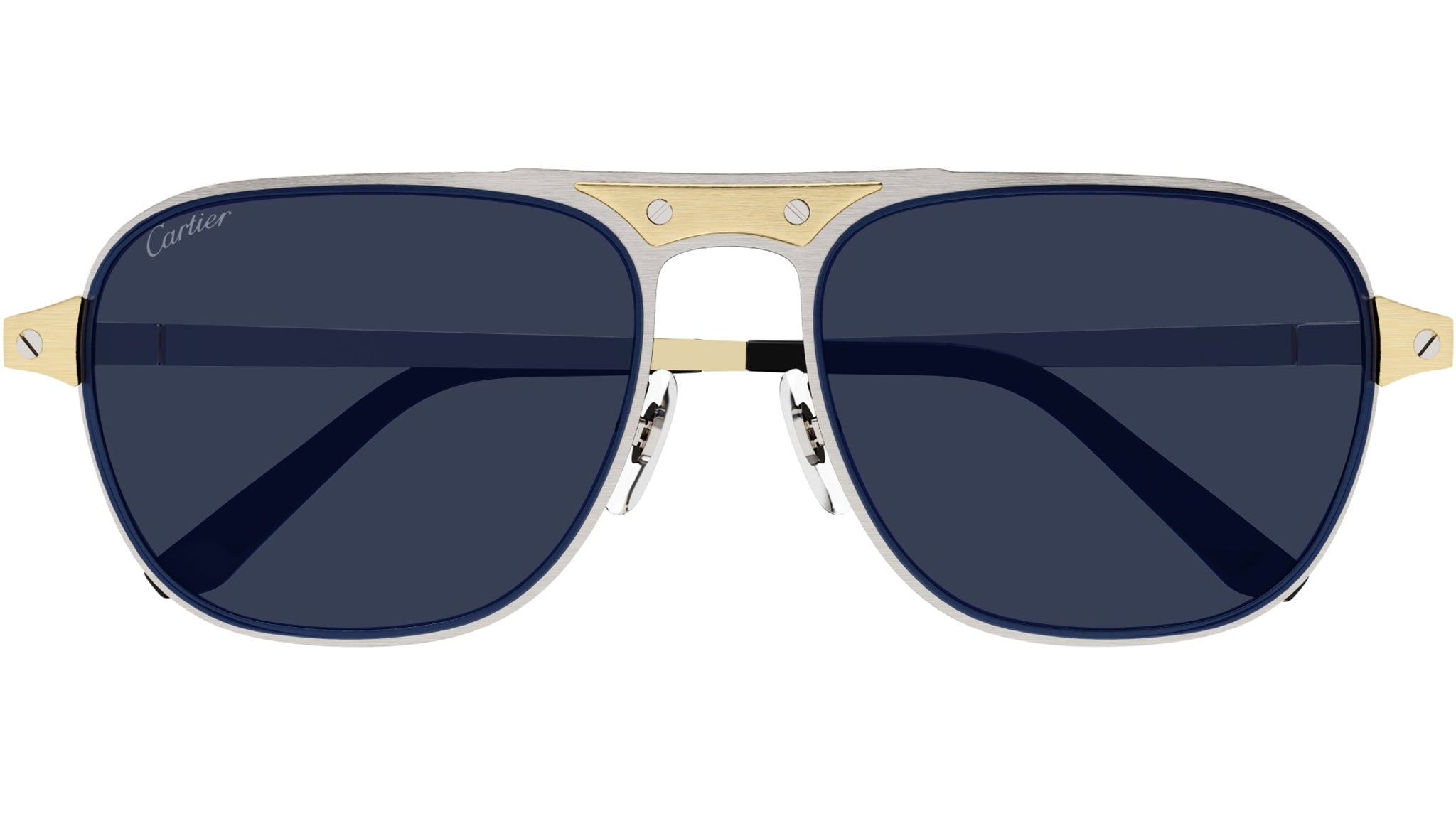 Cartier CT0532S 003 Sunglasses Matte Silver Blue - eye-oo.com