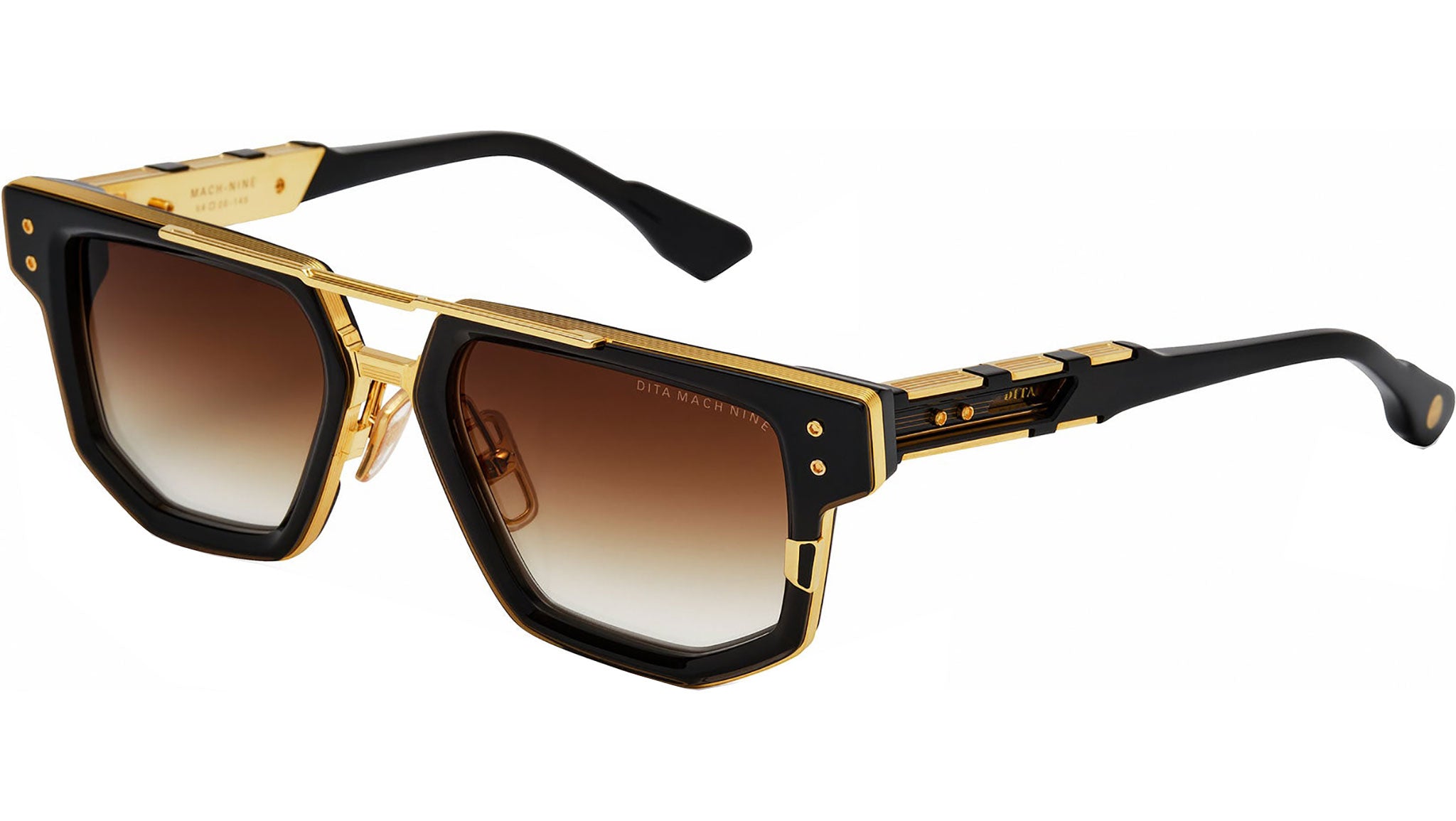 Dita Mach-Nine DTS478 Sunglasses 01 Black Glass Yellow Gold - eye