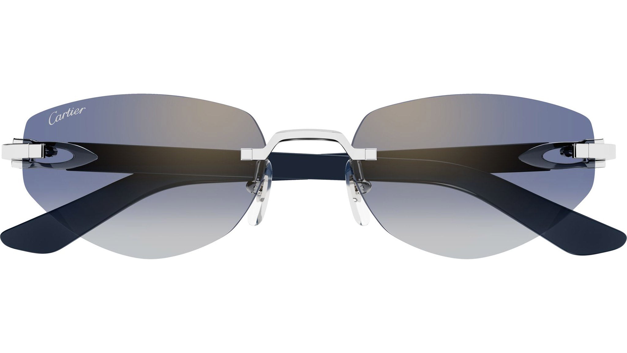 Cartier CT0580S-004 Sunglasses Silver Blue Metal Cartier CT0580S Sunglasses 004 Shiny Silver - eye-oo.com main image 3