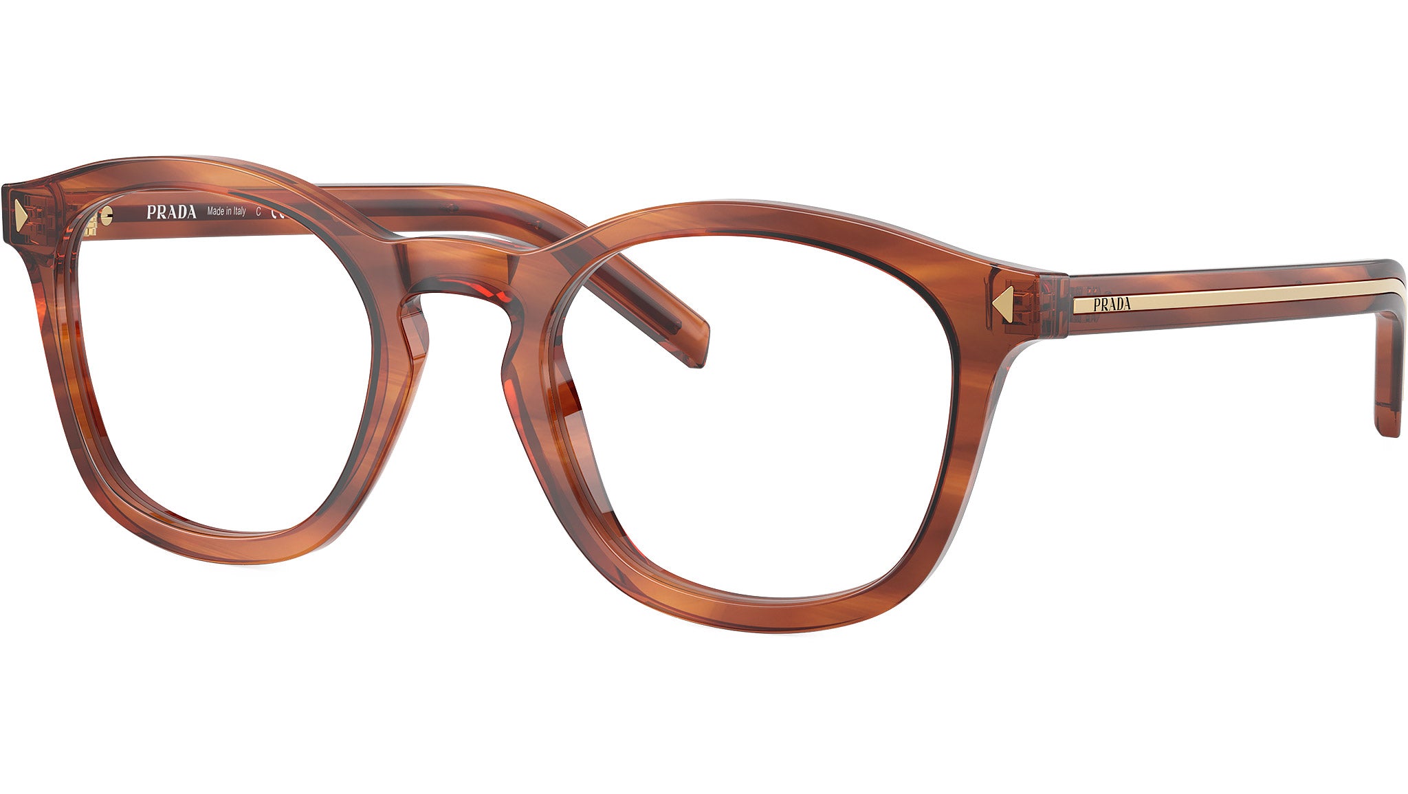 PR C04V Prada Glasses 27F1O1 Striped Cognac - eye-oo.com