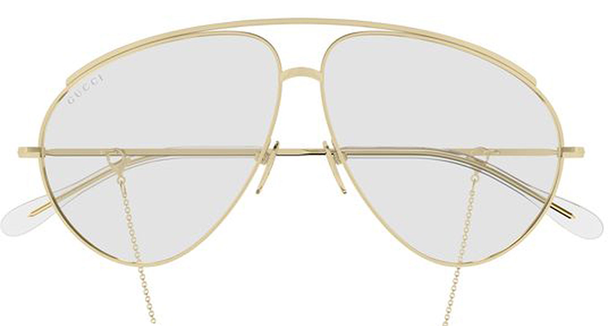 Gucci GG1654S 010 Gold Transparent Pilot Sunglasses - eye-oo.com