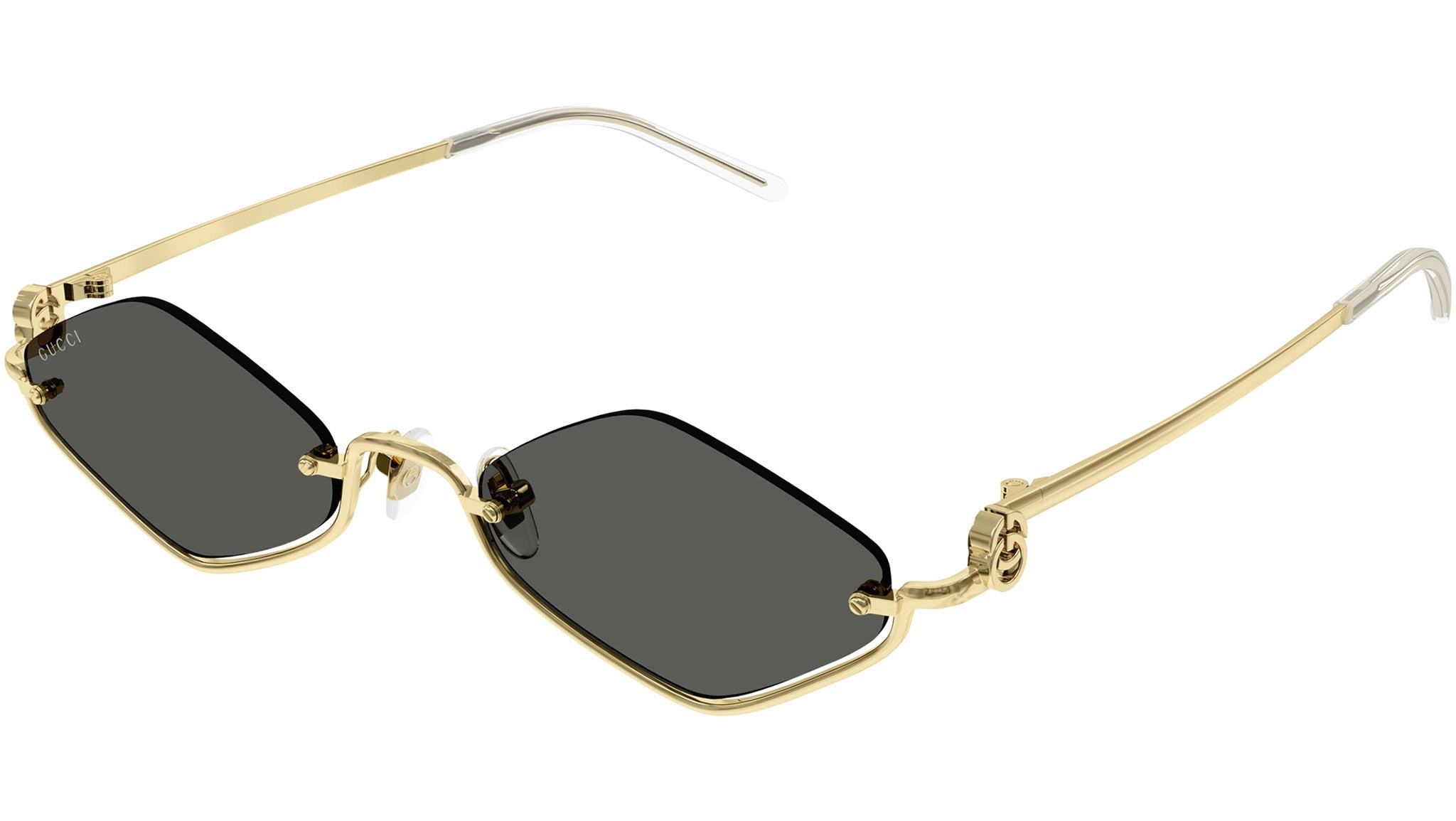 Gucci GG1604S 001 Gold Grey Geometric Sunglasses - eye-oo.com