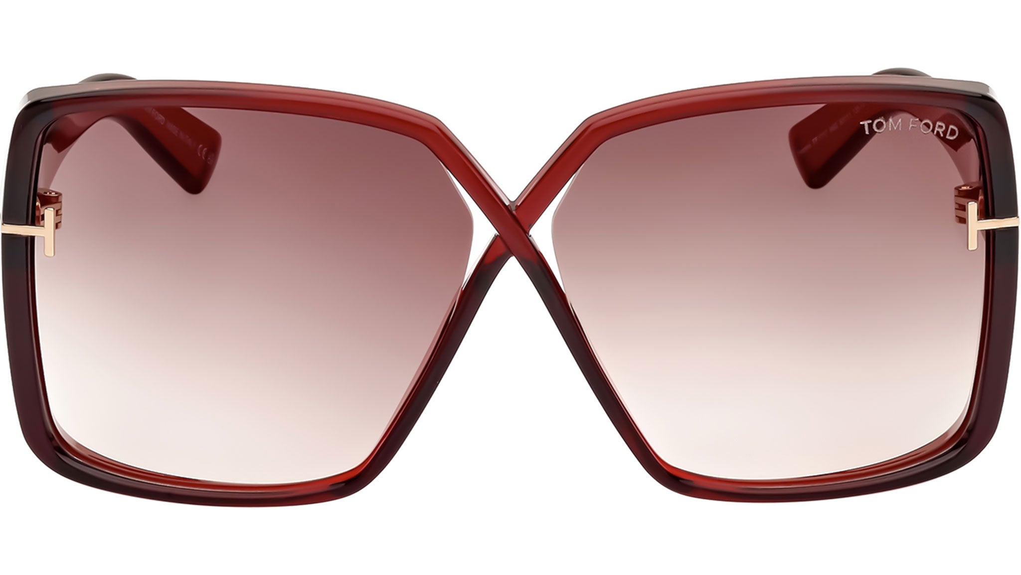 Tom Ford Yvonne Sunglasses FT1117 66G Shiny Dark Red - eye  display picture 3