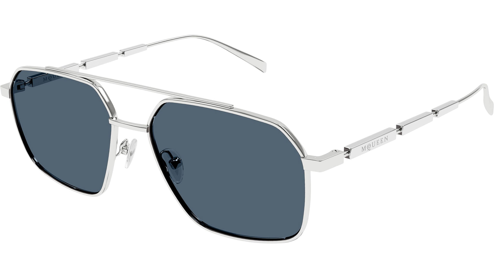 Alexander McQueen AM0477S 004 Sunglasses Shiny Shiny Silver - eye