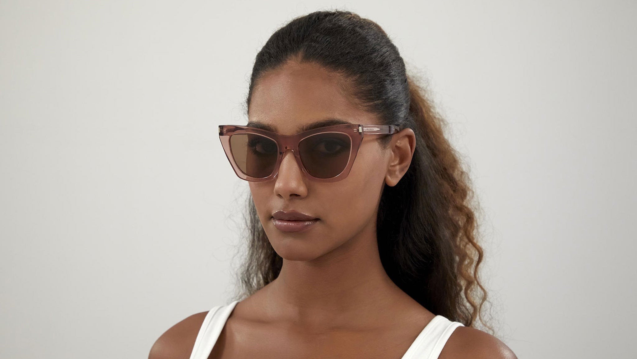 Saint Laurent SL 214 Kate Transparent Pink Sunglasses - eye-oo.com