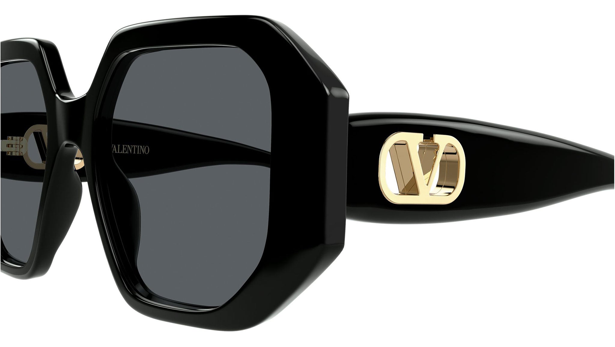Valentino VG0003SA Sunglasses 001 Black Grey Geometric - eye-oo.com
