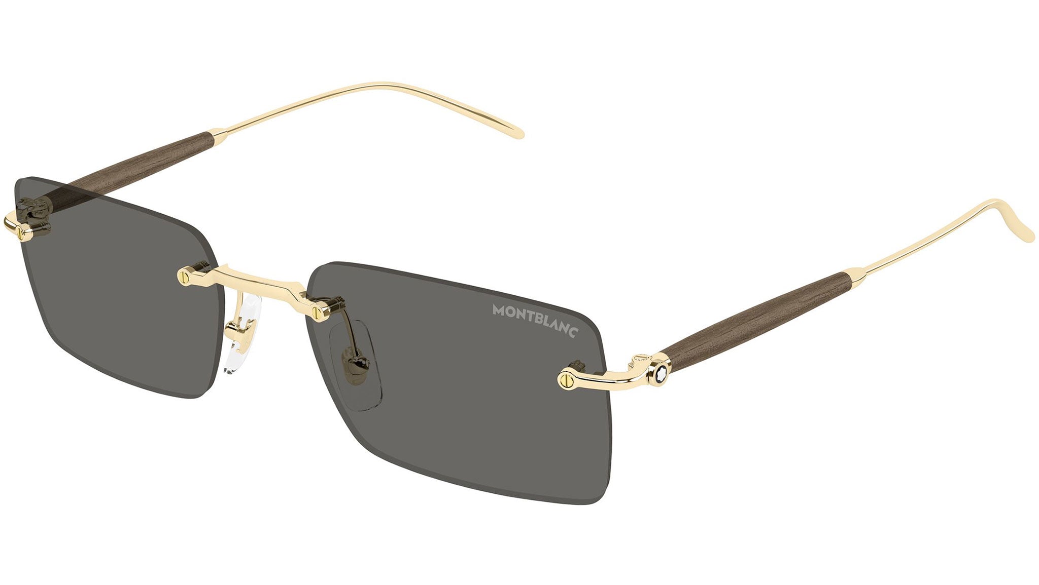 MB0453S Montblanc Rectangular Sunglasses 001 Light Gold - eye-oo.com