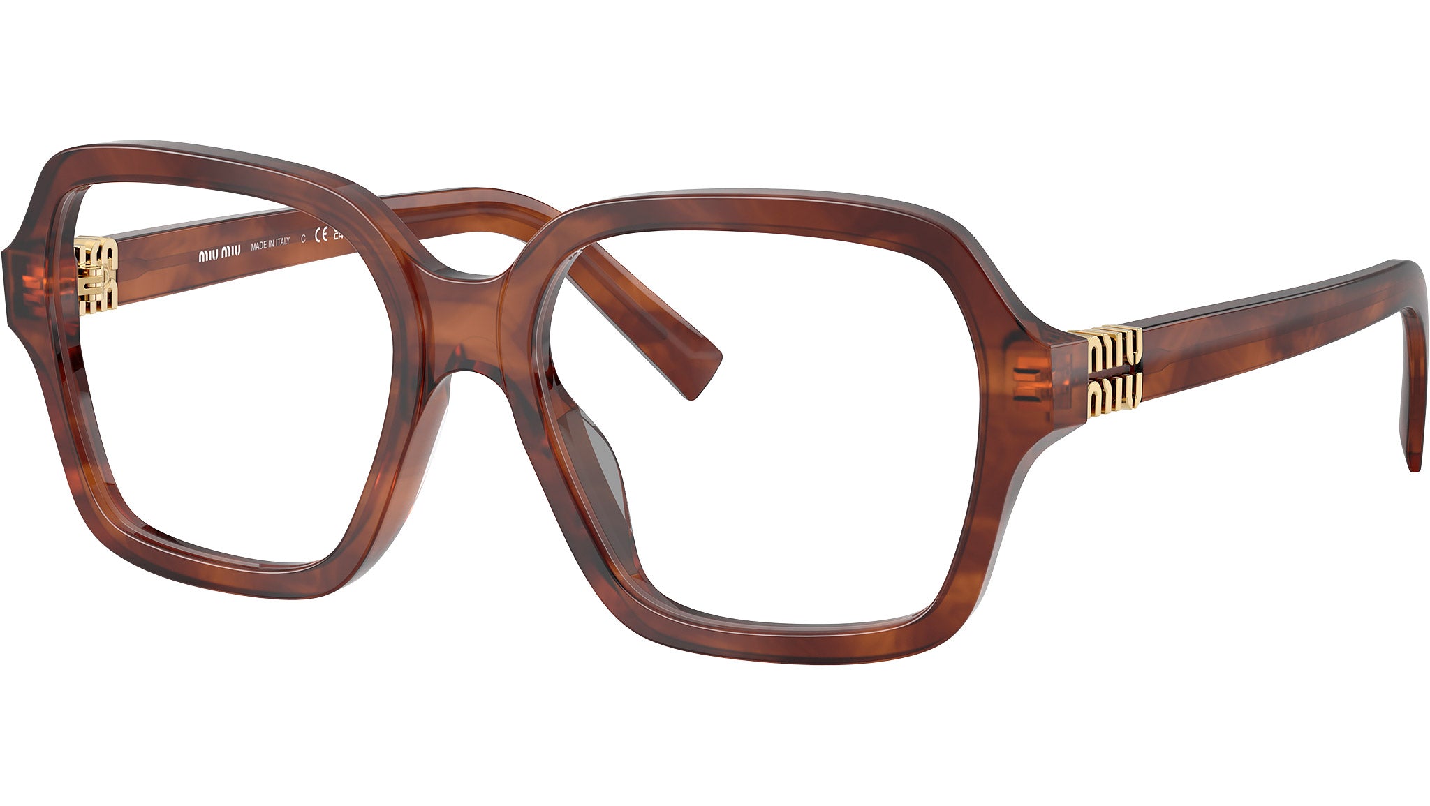 Miu Miu MU03YV Glasses 26E1O1 Striped Tobacco - eye-oo.com