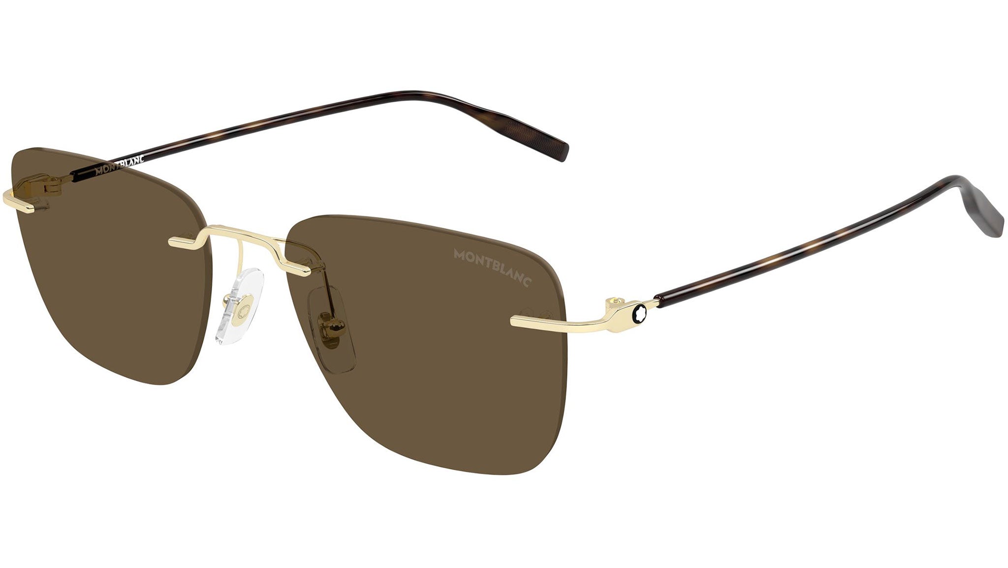 【稀少】 BLANC.. B0004 BROWN 純正袋付き　サングラス MB0470S Montblanc Rectangular Sunglasses 003 Light Gold - eye-oo.com