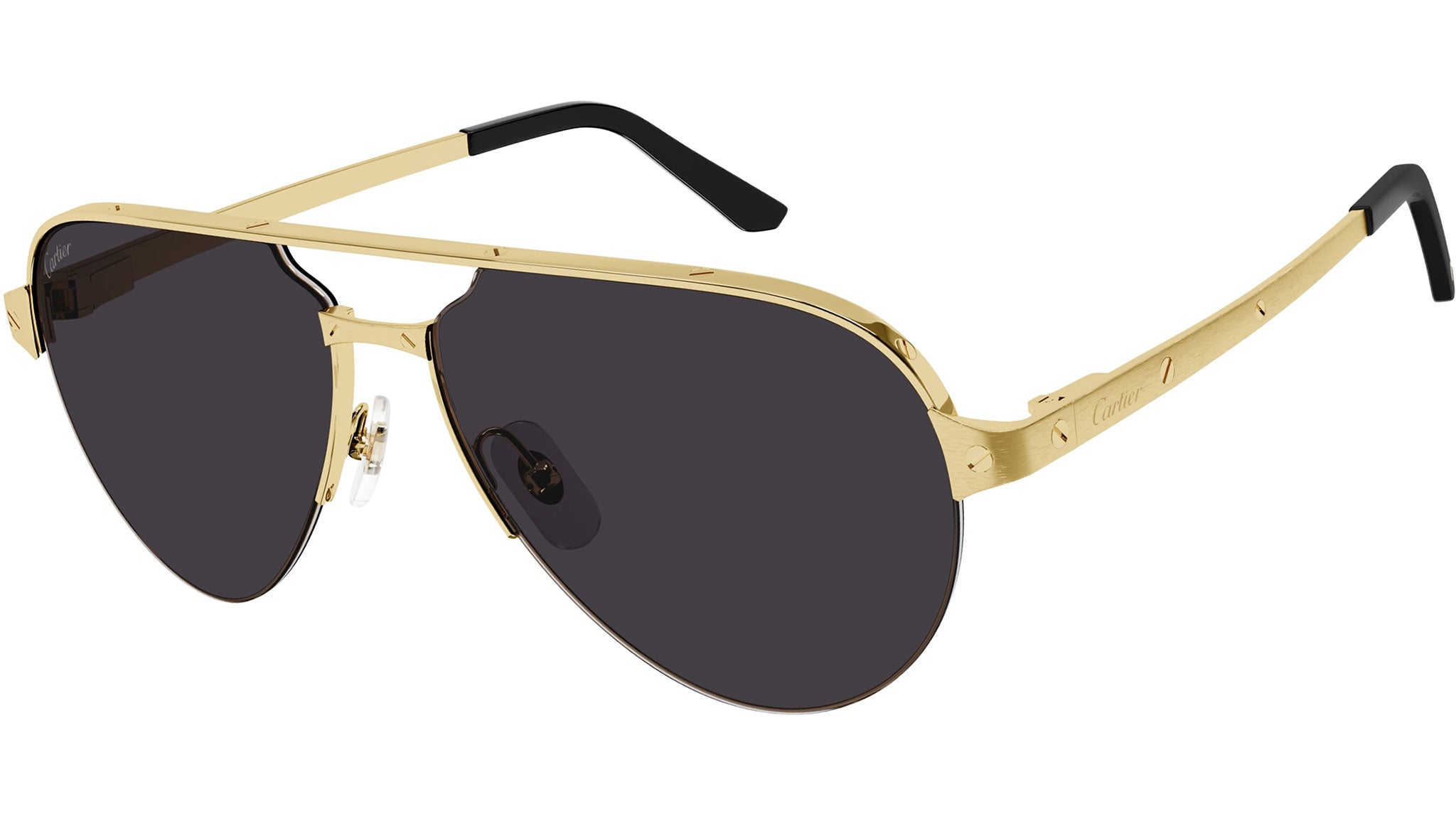 Cartier Santos CT0386S Sunglasses 001 Gold Grey - eye-oo.com
