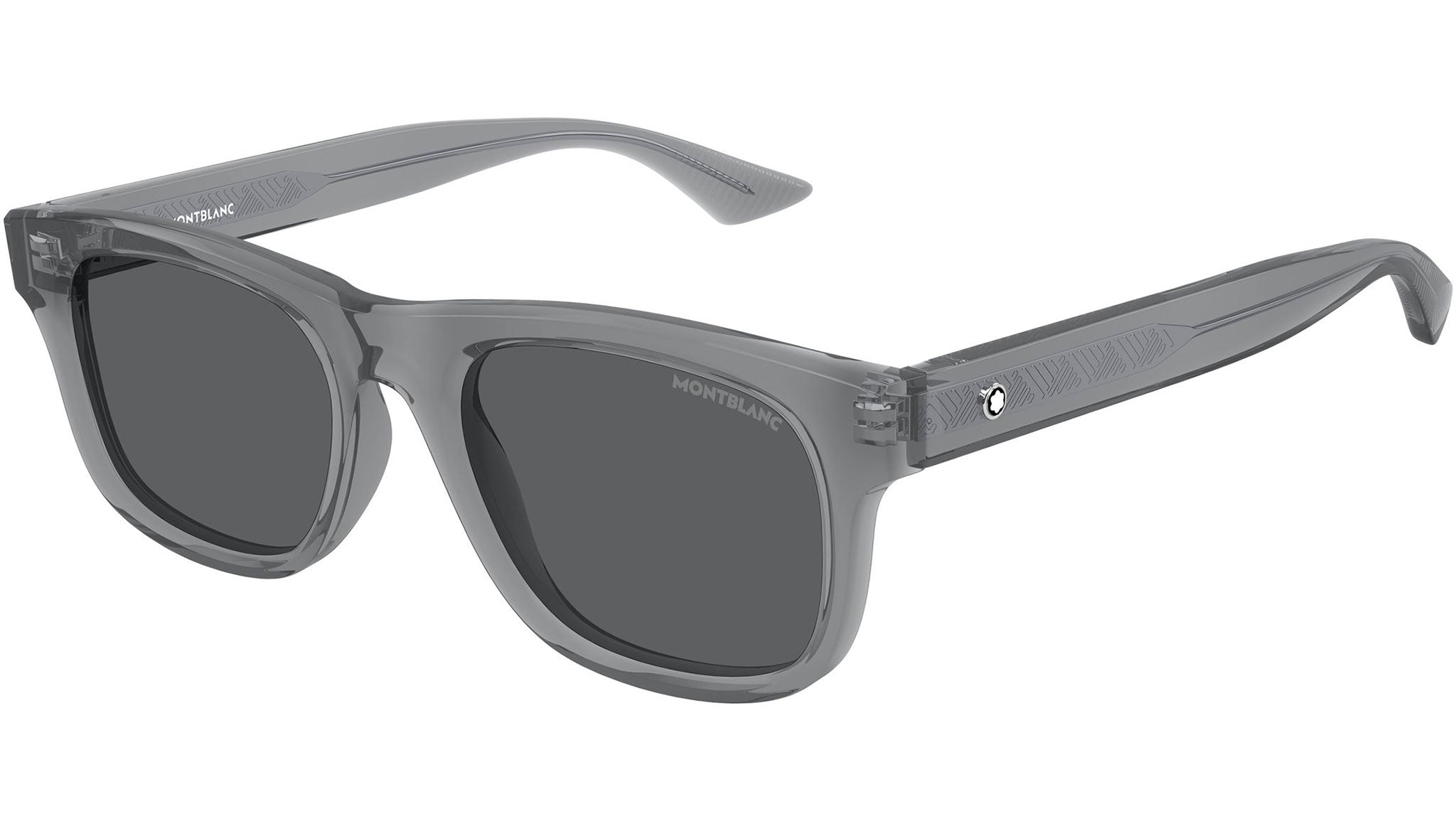 MB0421S Montblanc Rectangular Sunglasses 005 Shiny Grey