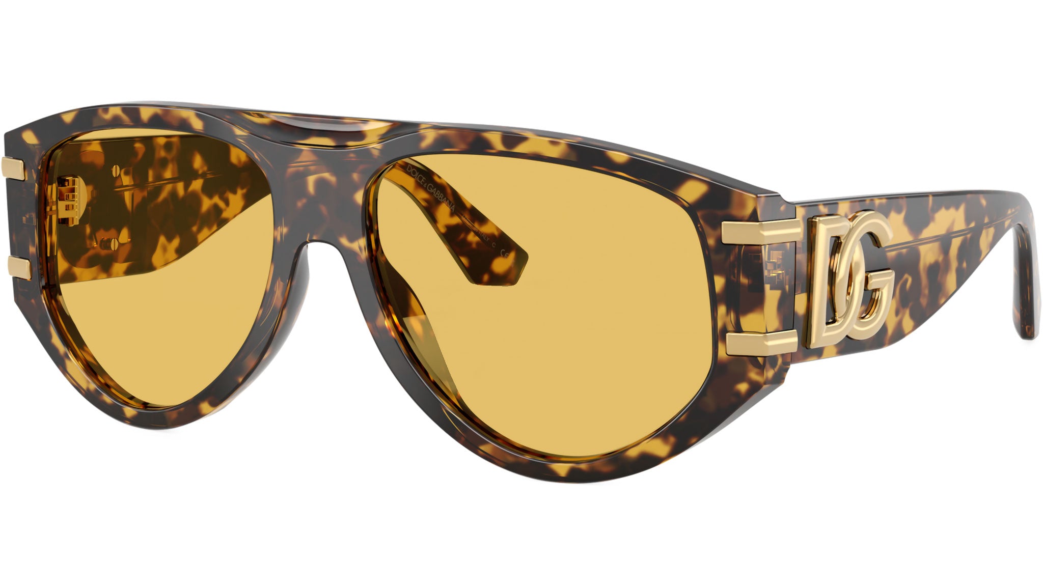 美品 DOLCE&GABBANA シングルライダース ハラコ 千鳥格子 ロゴ総柄 Dolce & Gabbana DG 4499 Sunglasses 333085 Yellow Havana - eye-oo.com