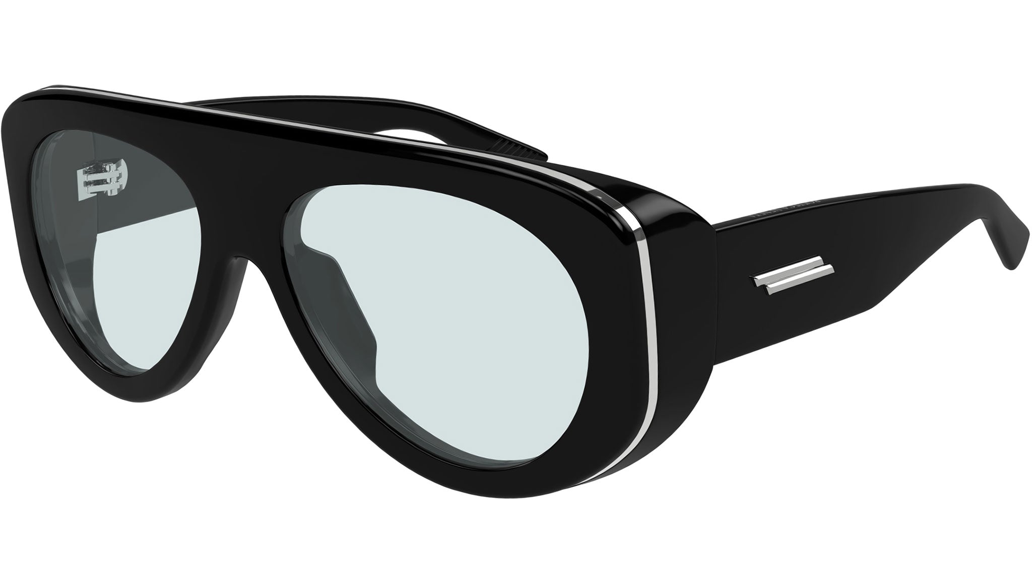 BV1362S Bottega Veneta Pilot Sunglasses 004 Shiny Black - eye-oo.com