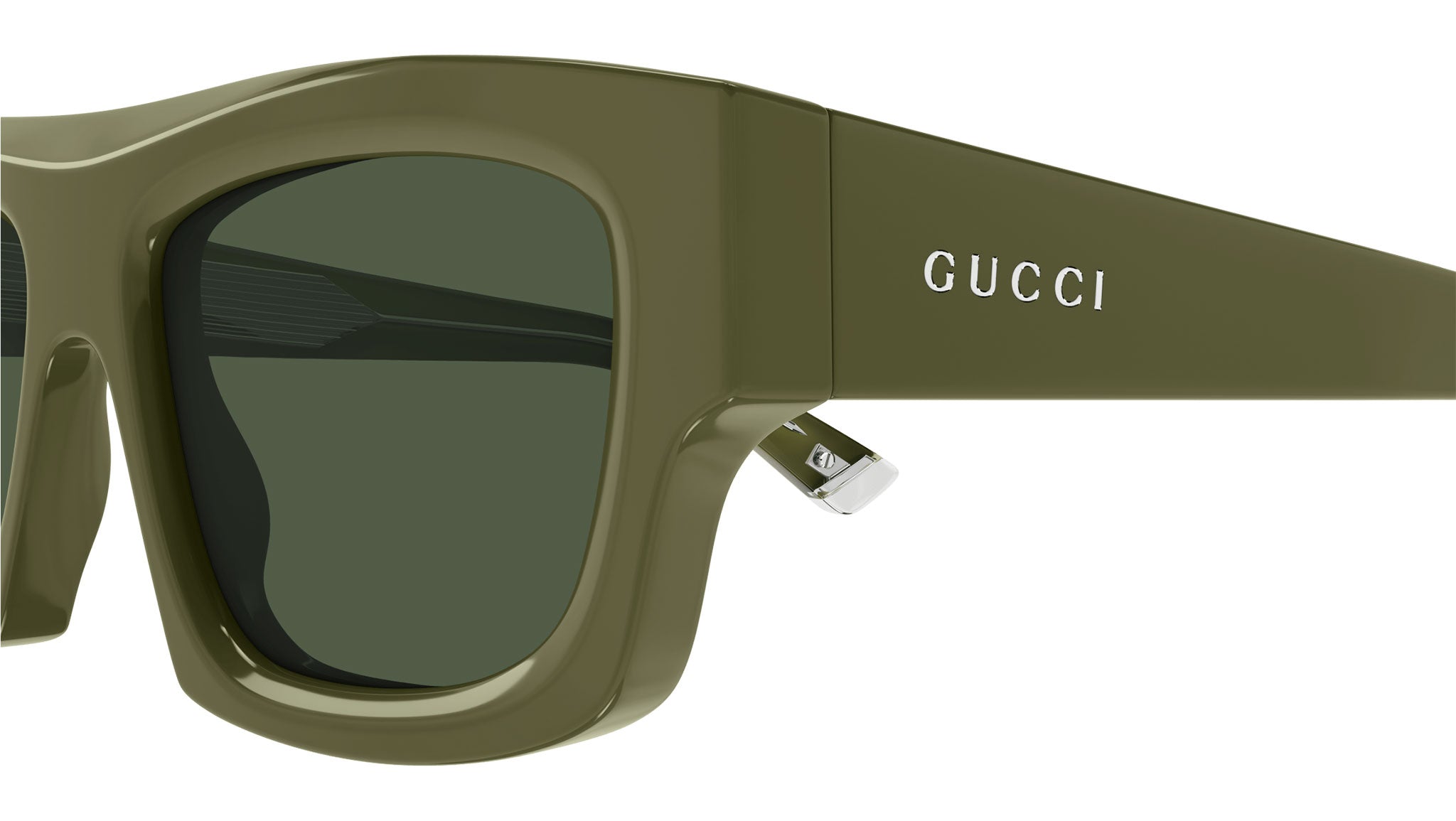 Gucci GG1926S 012 Rectangular Sunglasses Solid Olive Green - eye