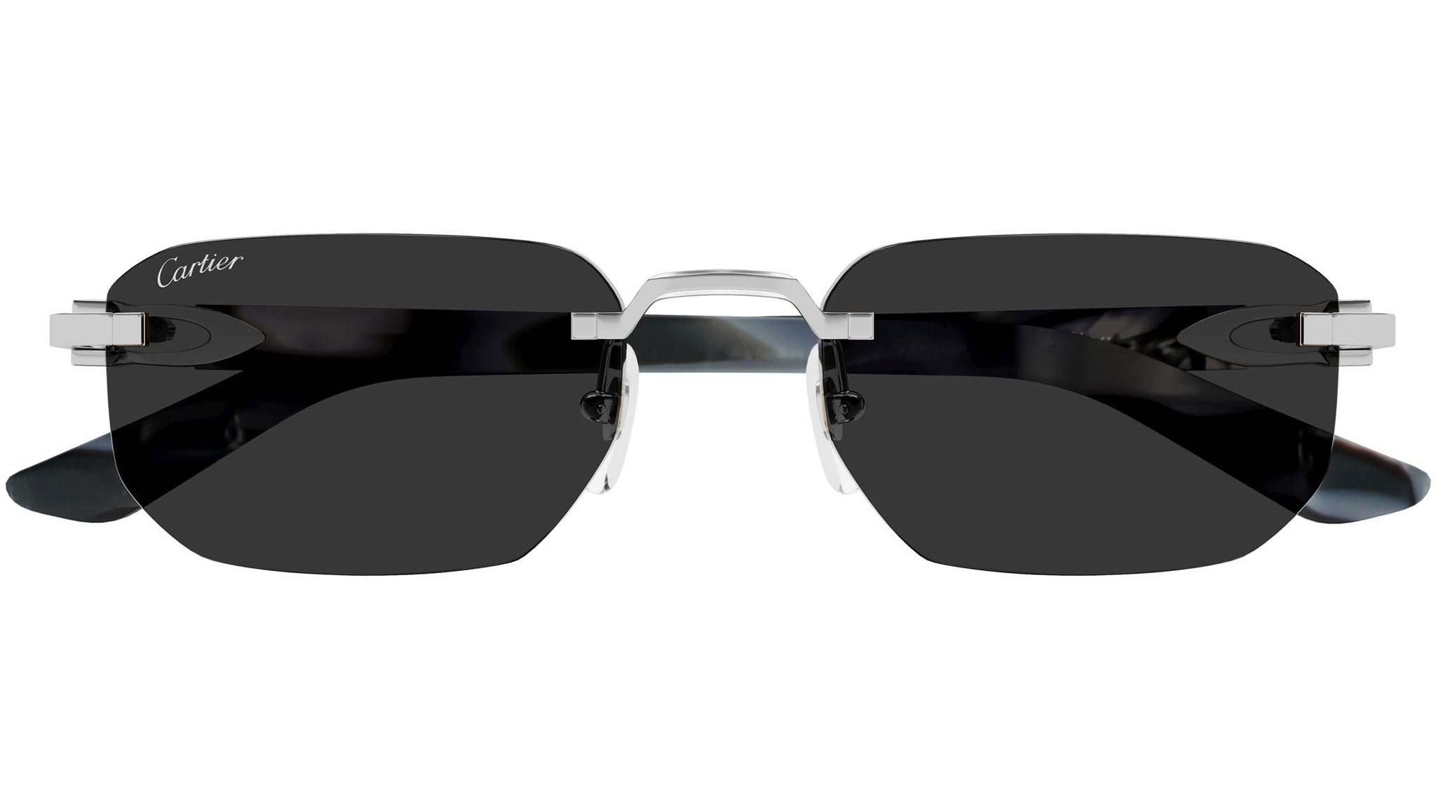 Cartier Rimless Sunglasses with Dark Gray Lenses and Black Temples CT0439S Sunglasses - Cartier Authorized Retailer  main image 2