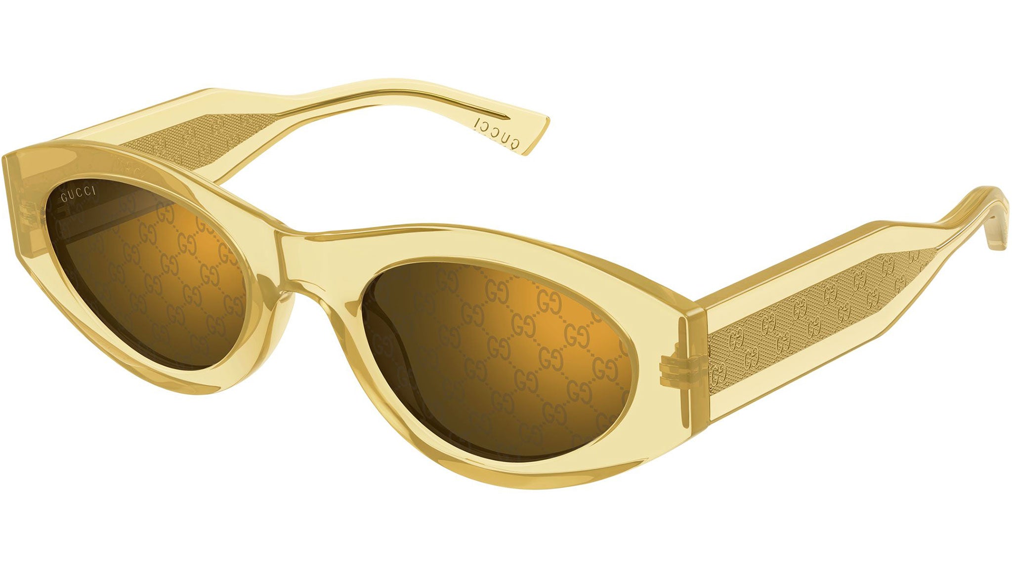 Gucci GG2065S 004 Cat Eye Sunglasses - Yellow / Brown with Logo Gucci GG2065S 004 Transparent Shiny Yellow/Brown with Logo  main image 4