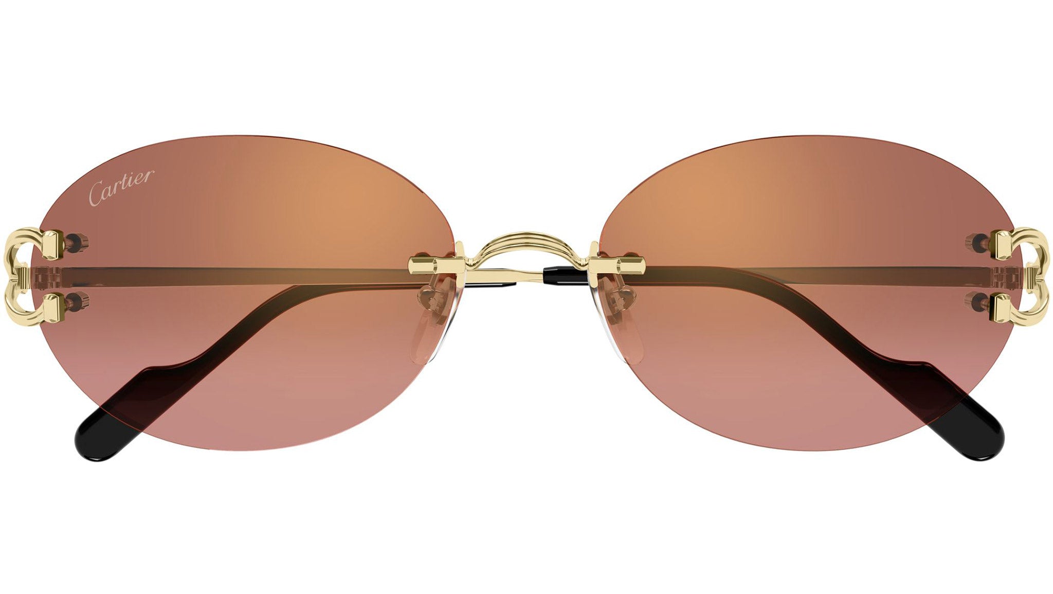 Cartier Brown Gradient Rimless Cat-Eye Sunglasses with Gold Bridge Made In Italy Cartier CT0394S Square Sunglasses | Fashion Eyewear US main image 3