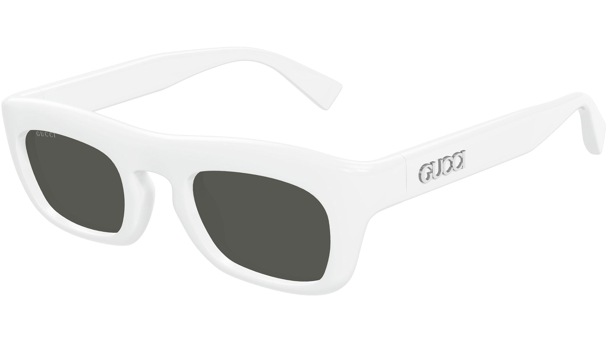 Gucci GG1777S 004 Sunglasses Shiny White Square Frame, Grey Lenses Gucci Sunglasses GG1777S 004 Shiny Solid White - eye-oo.com main image 2