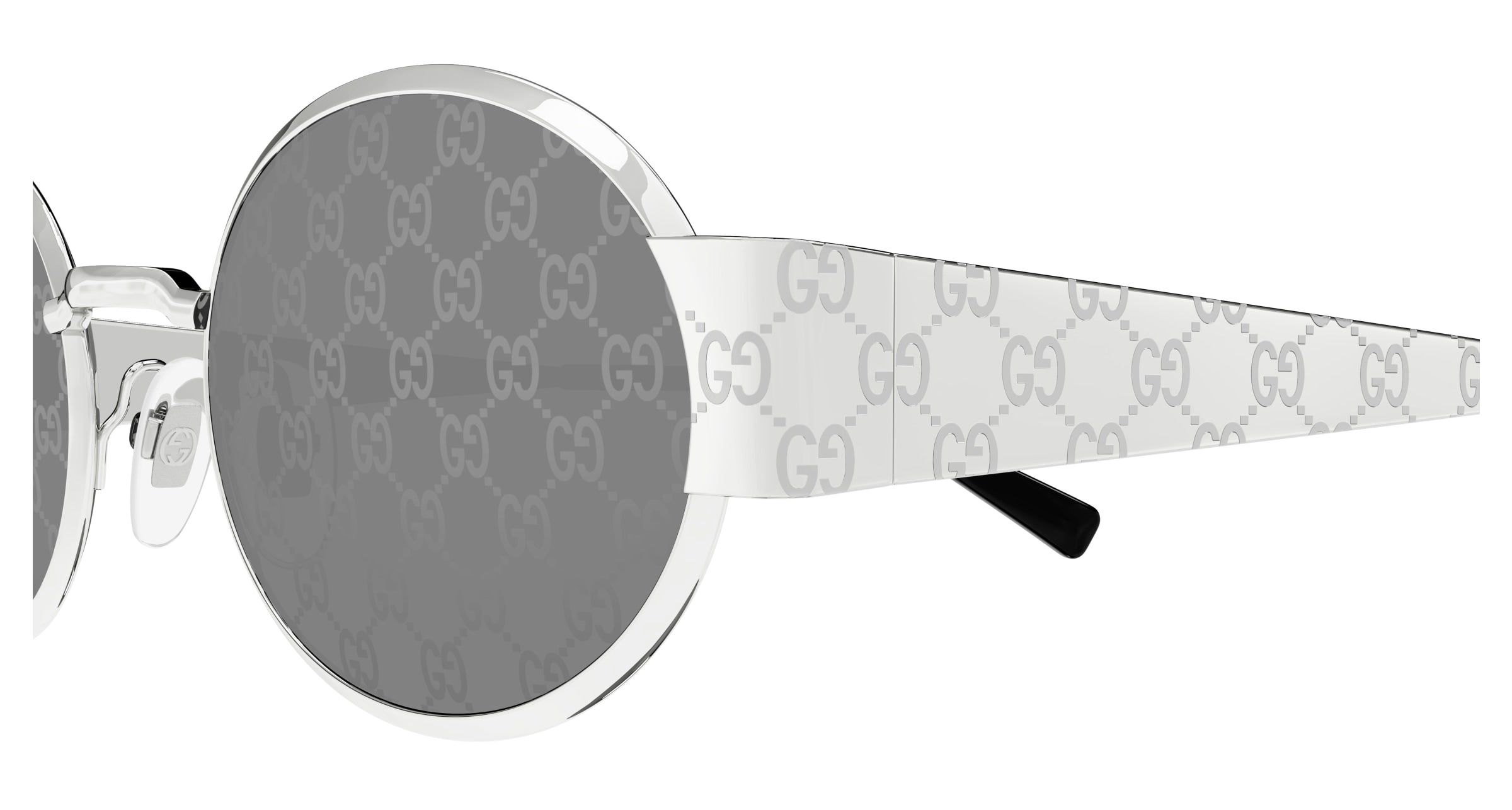 Gucci GG1854S 002 Silver Smoke Round Sunglasses - eye-oo.com