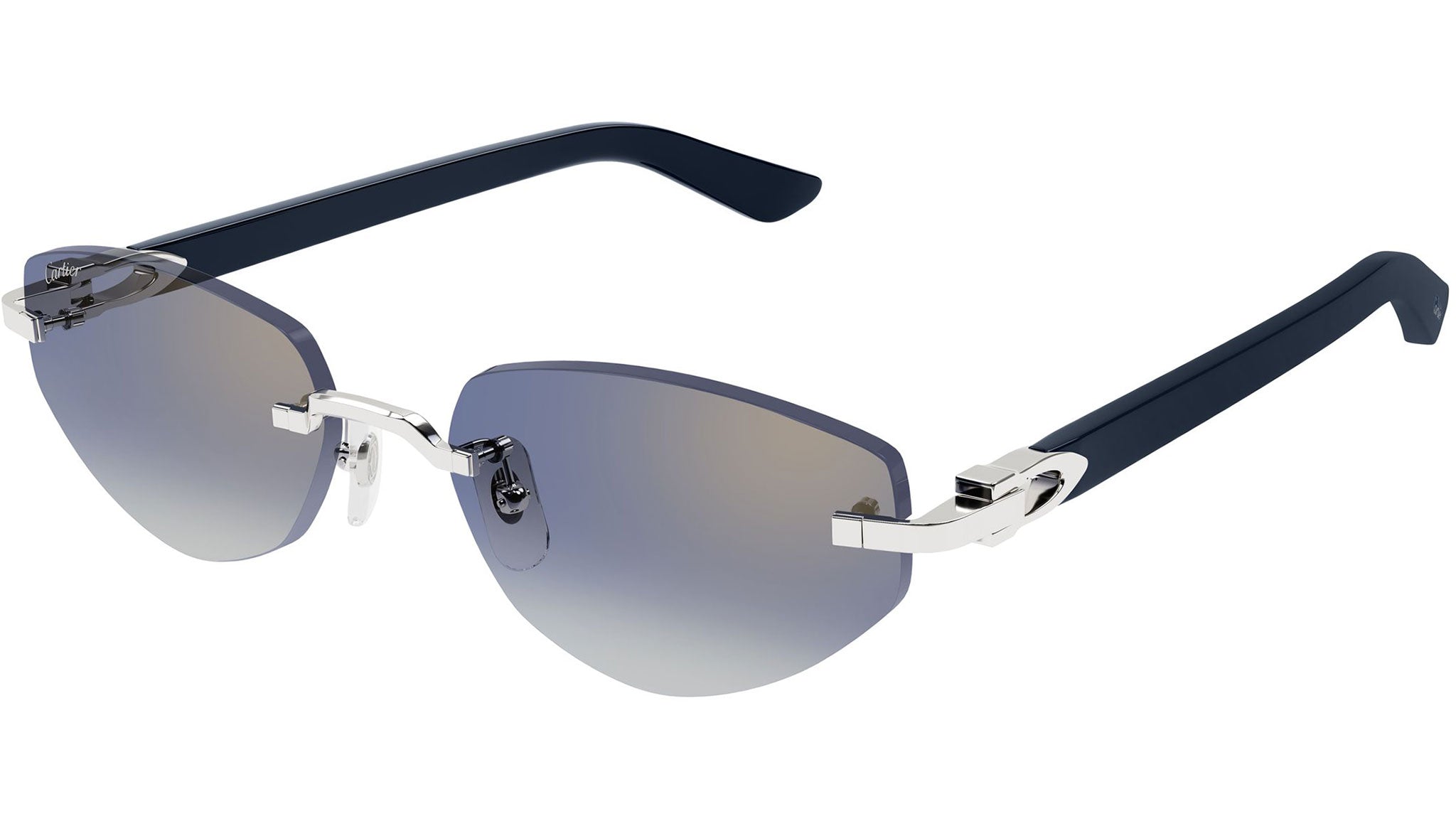 Cartier CT0580S-004 Sunglasses Silver Blue Metal Cartier CT0580S Sunglasses 004 Shiny Silver - eye-oo.com main image 4