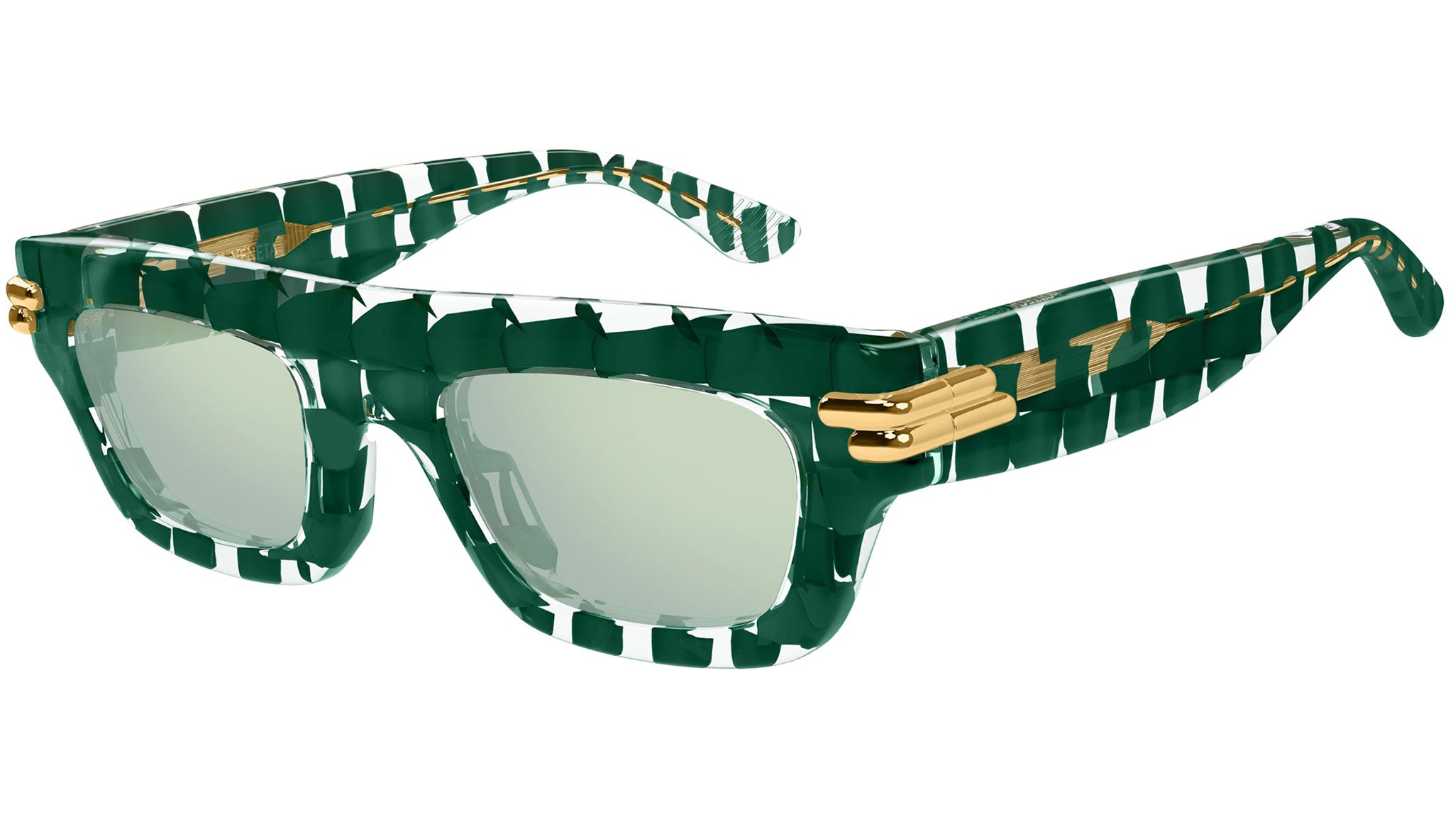 Bottega Veneta BV1321S 003 Sunglasses Green Square Frame, Green Lenses Bottega Veneta Sunglasses BV1321S 003 Crystal Green Crystal  main image 3