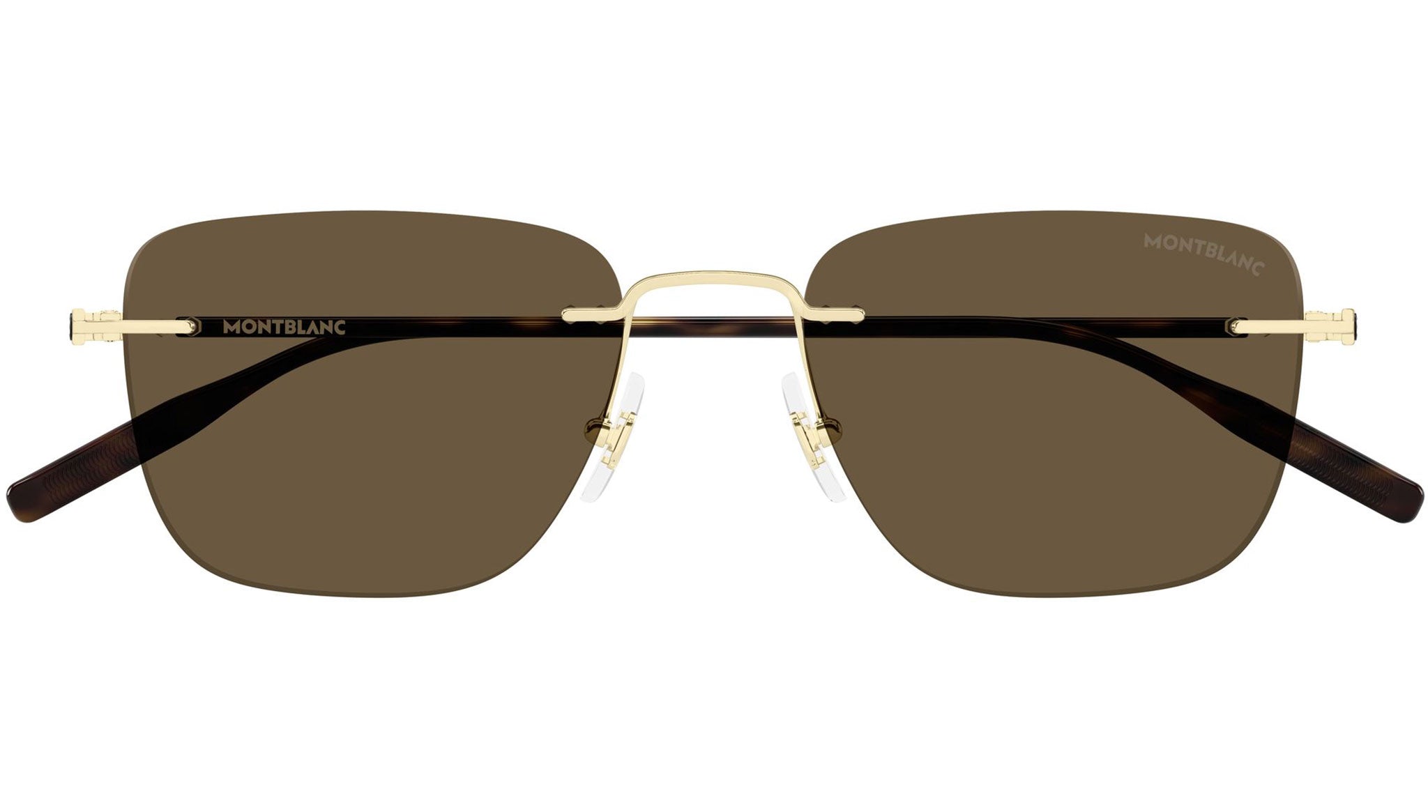 MB0470S Montblanc Rectangular Sunglasses 003 Light Gold - eye-oo.com