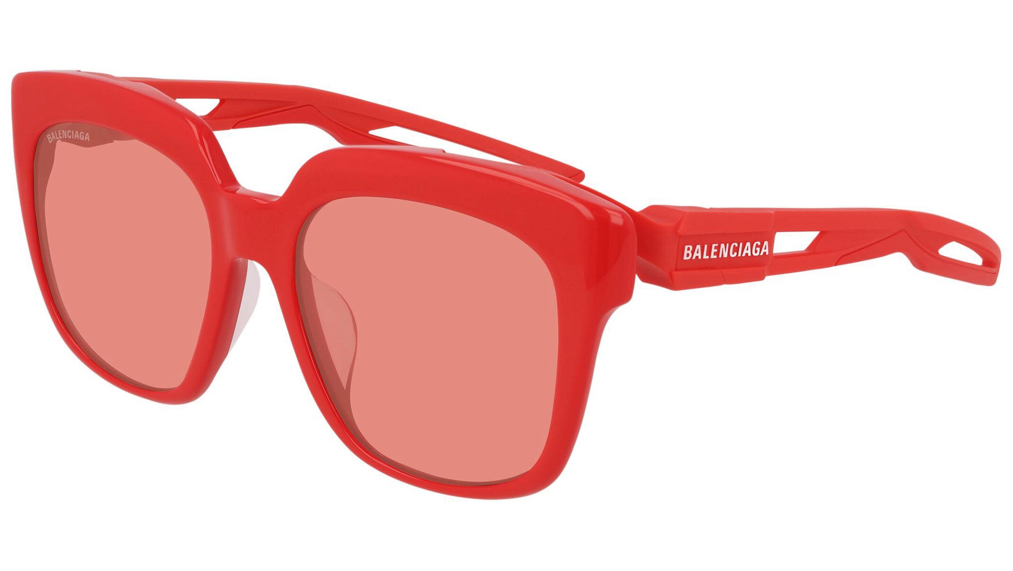 Balenciaga BB0025SA 003 Shiny Solid Red Sunglasses - eye-oo.com