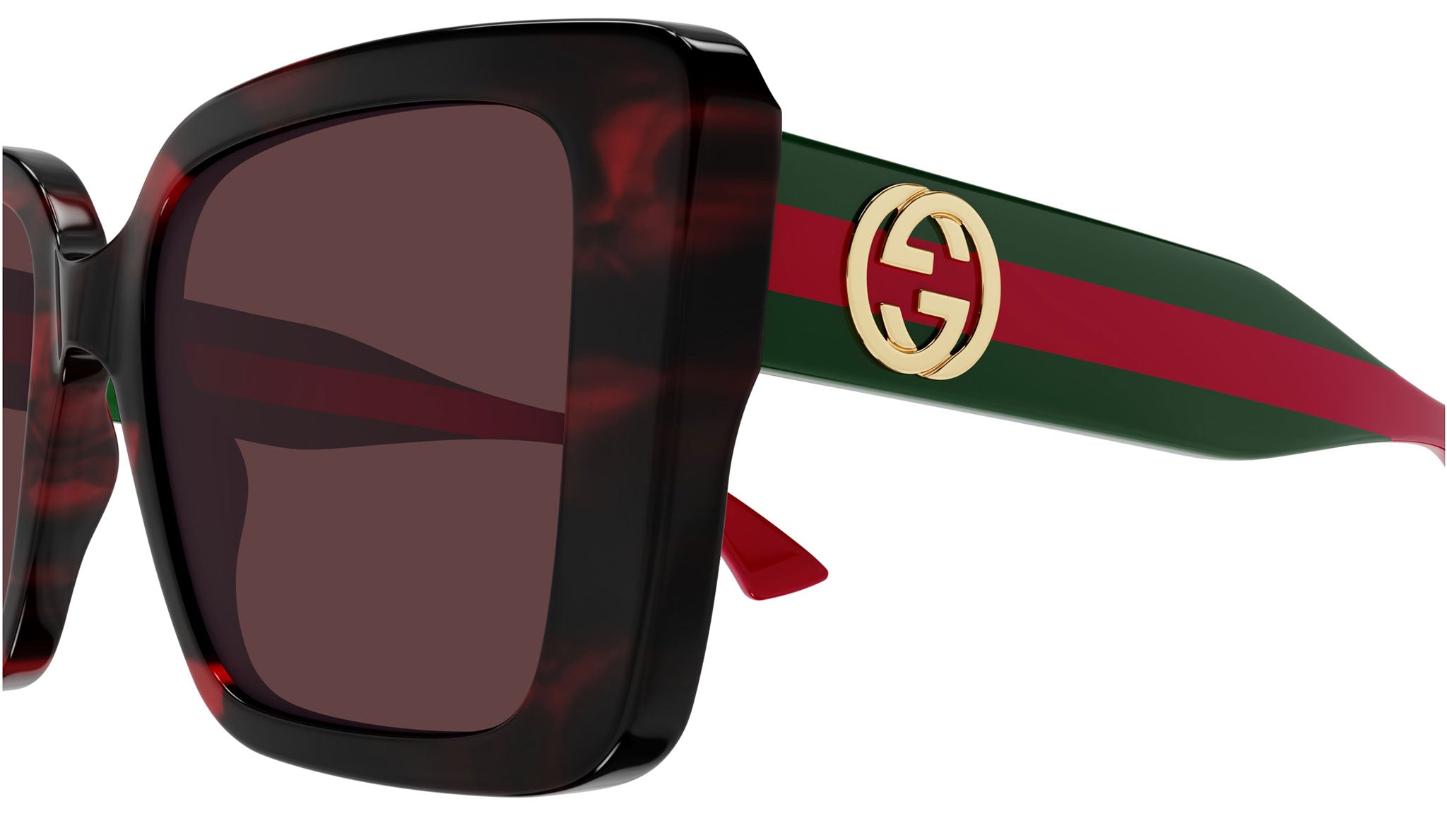 Gucci GG1861S 003 Havana Red Rectangular Sunglasses - eye-oo.com