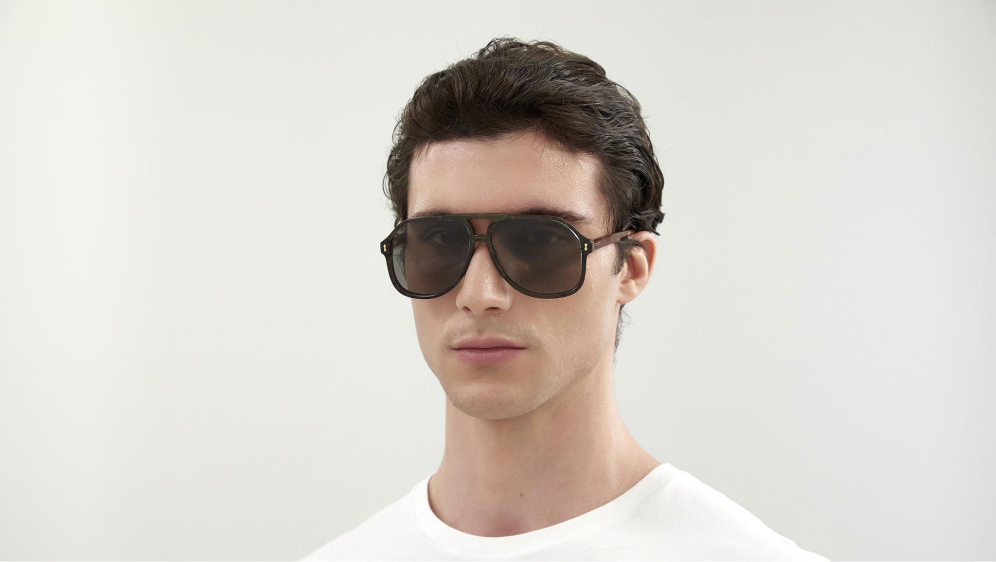 Gucci GG1042S 003 Blue Grey Pilot Sunglasses - eye-oo.com