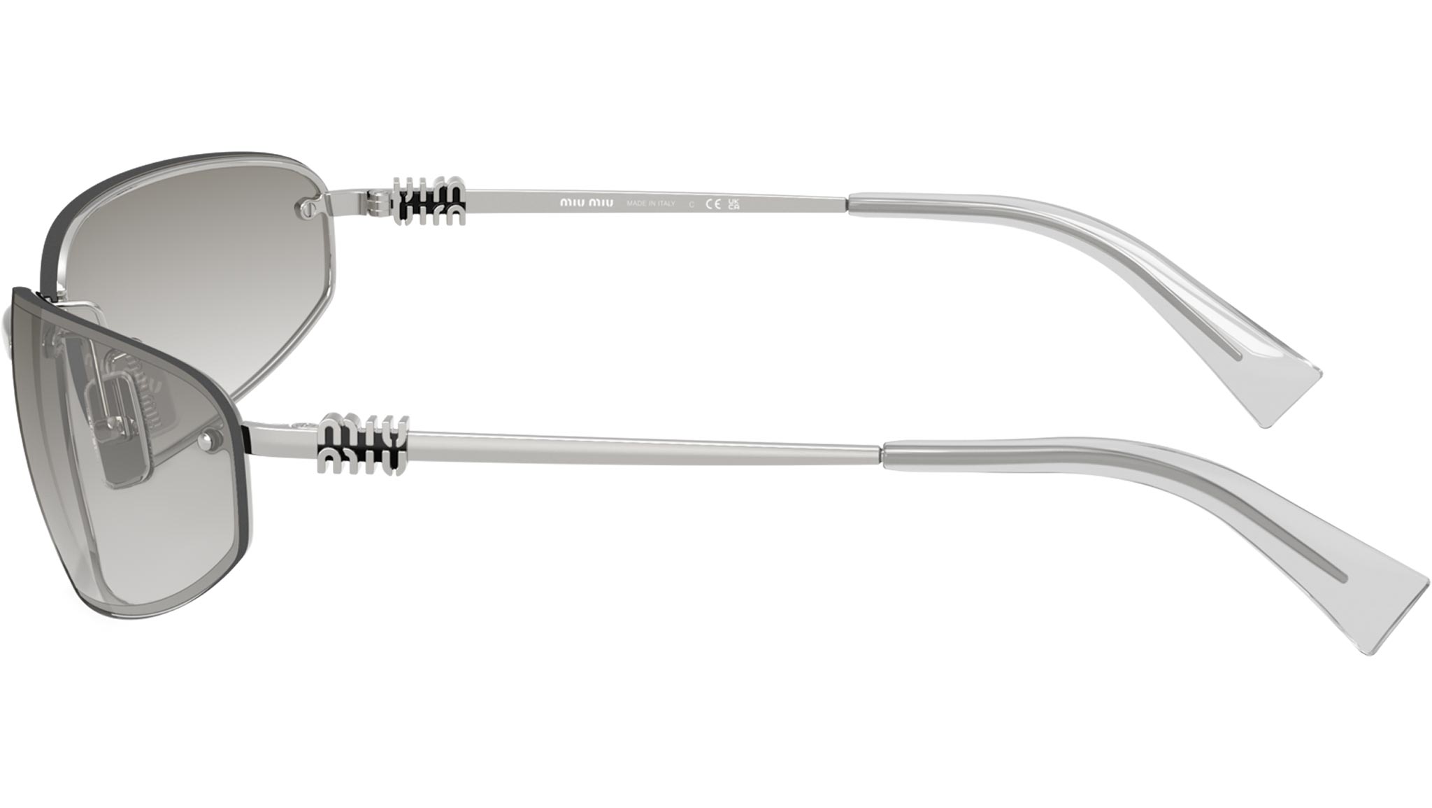 NEW Miu Miu SMU 59TS Crystal Rimless Sunglasses Silver Grey 58mm $508 NIB Miu Miu MU A50S 1BC8H1 Silver Sunglasses for Woman  main image 2