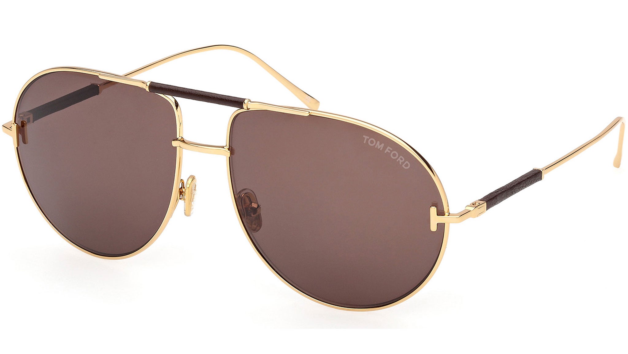 Tom Ford Nils sunglasses, featuring a gold metal frame and brown gradient lenses Tom Ford Astor-02 Sunglasses FT1356 30F Shiny Deep Gold  main image 3