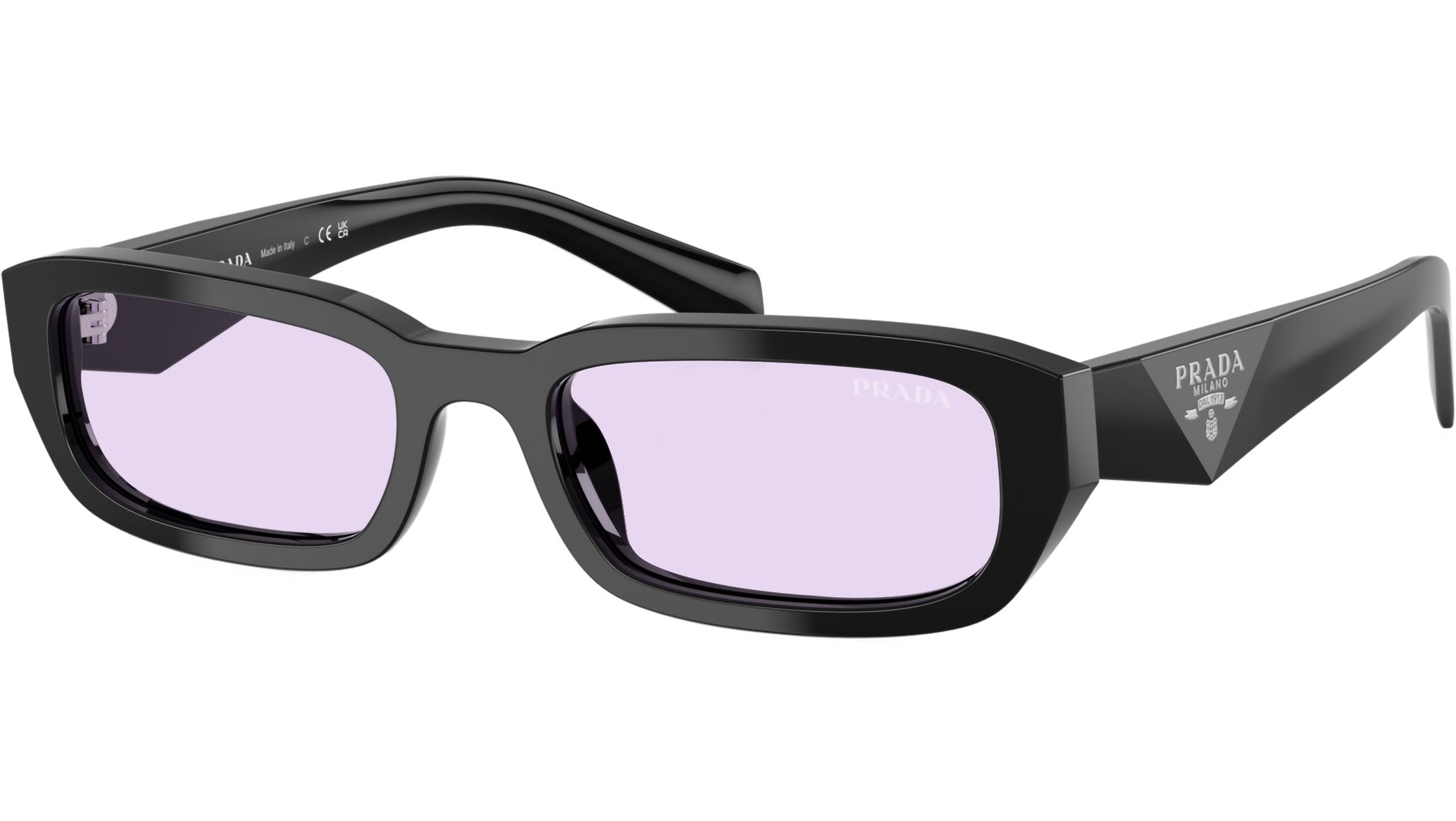Prada PRB06S 16K40J Sunglasses Black Rectangle Frame, Violet Lenses PR B06S Prada Sunglasses 16K40J Black - eye-oo.com main image 3