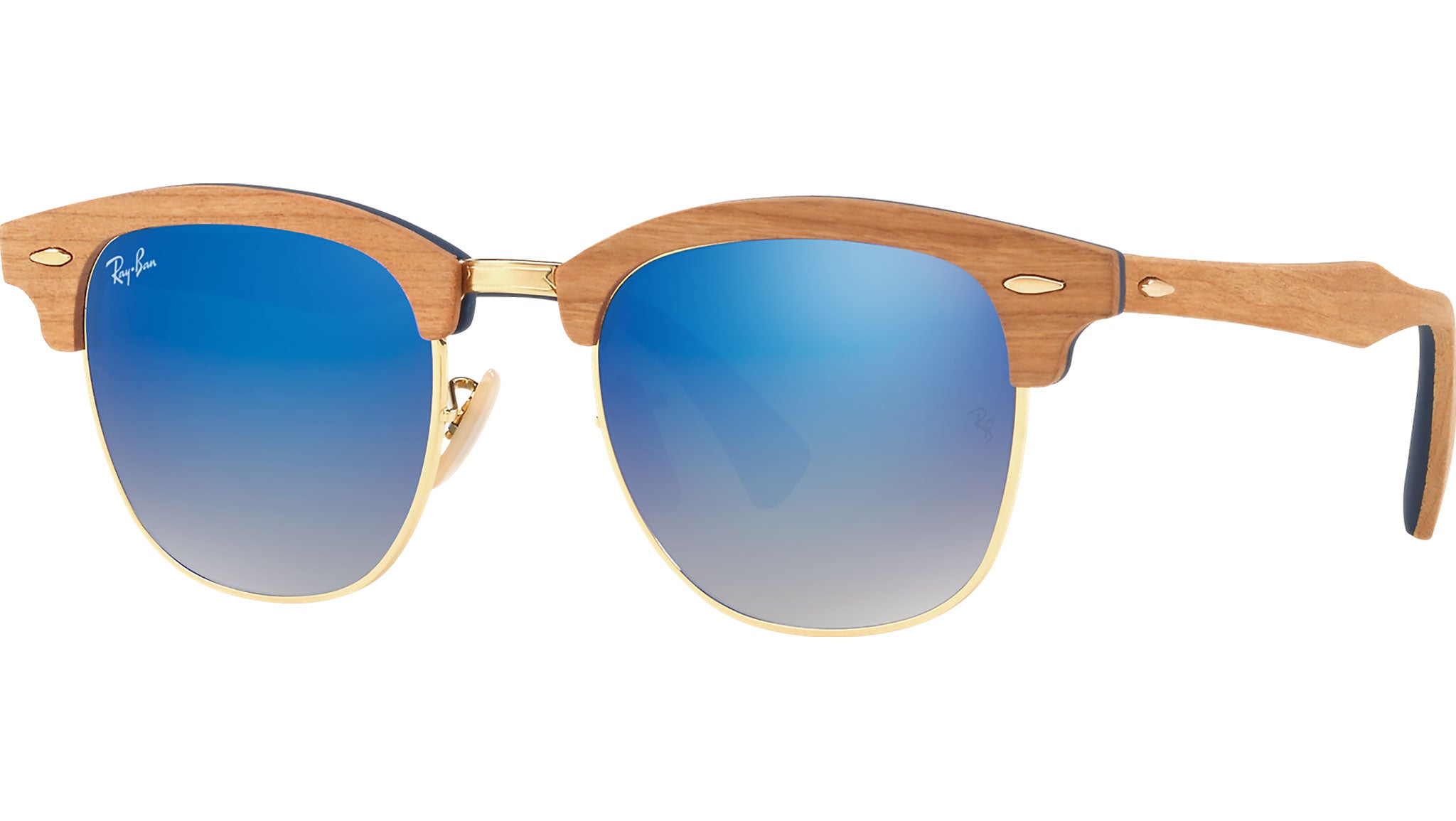 Ray-Ban Clubmaster Wood RB3016M 11807Q Brown Sunglasses  display picture 1