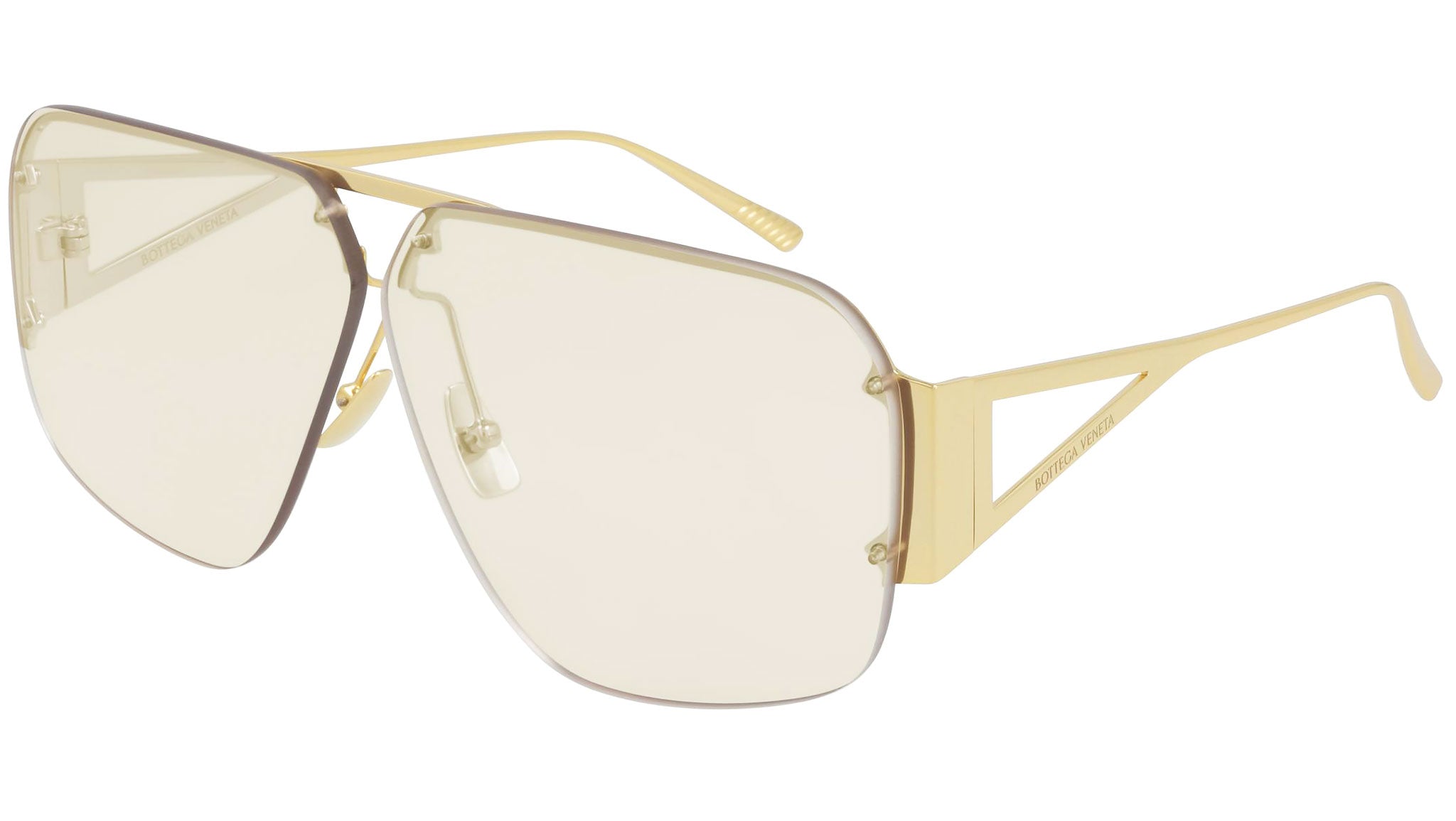 【BOTTEGA VENETA】Gold Frame Sunglasses Bottega Veneta Original Aviator Sunglasses - Gold | Editorialist
